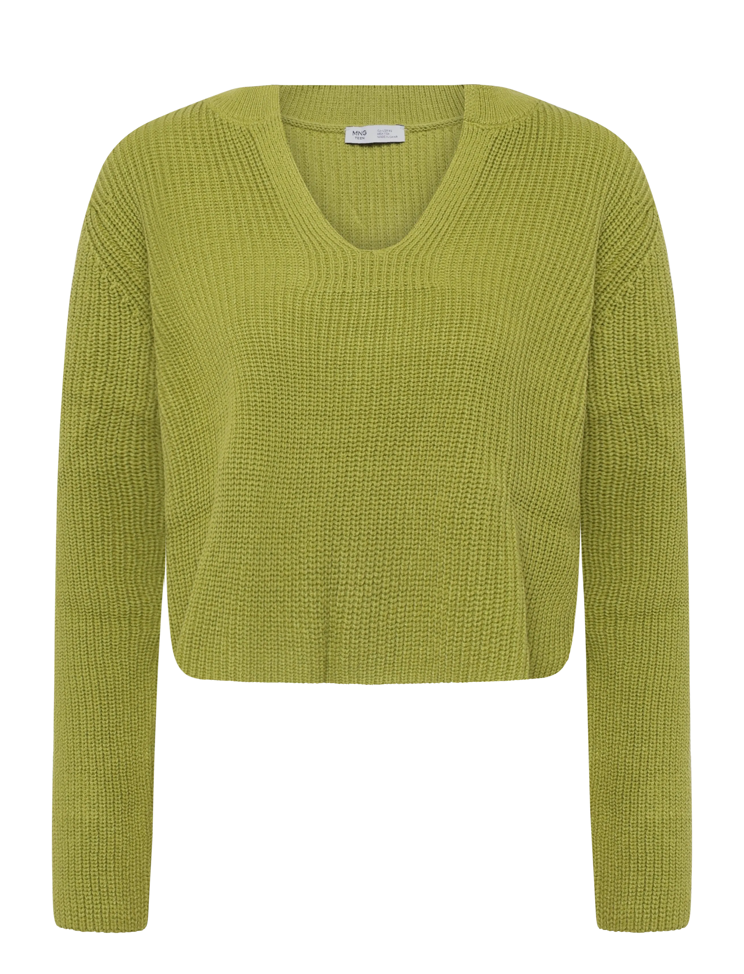Mango Teen V-neck knitted jumper - Kläder - GREEN / green