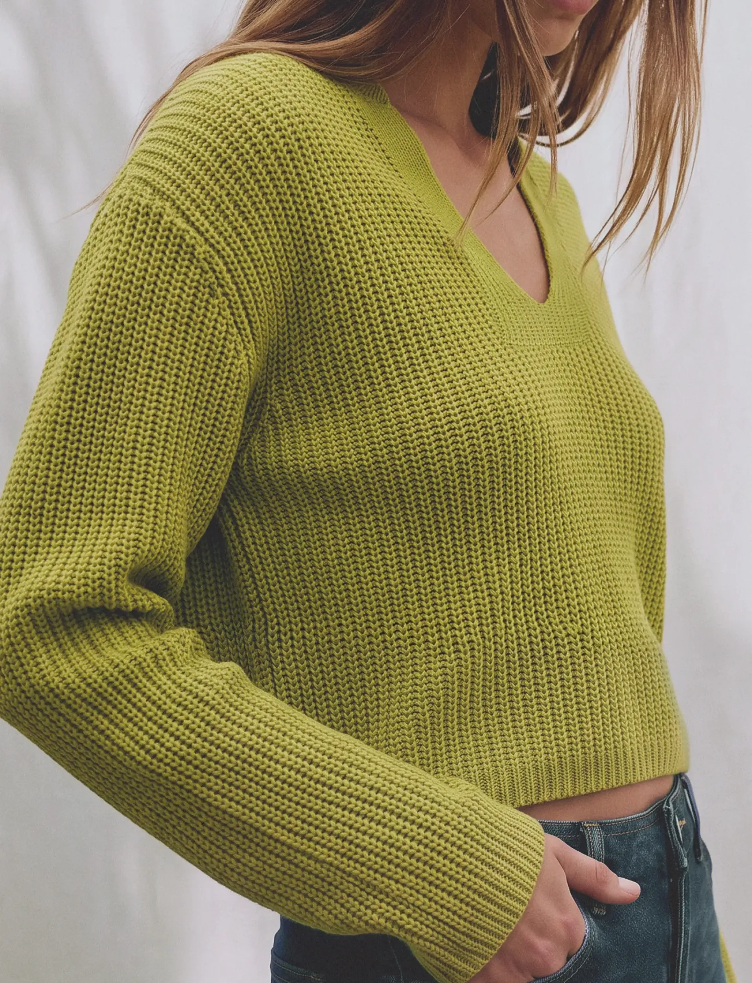 Mango Teen - V-neck knitted jumper - green - 0