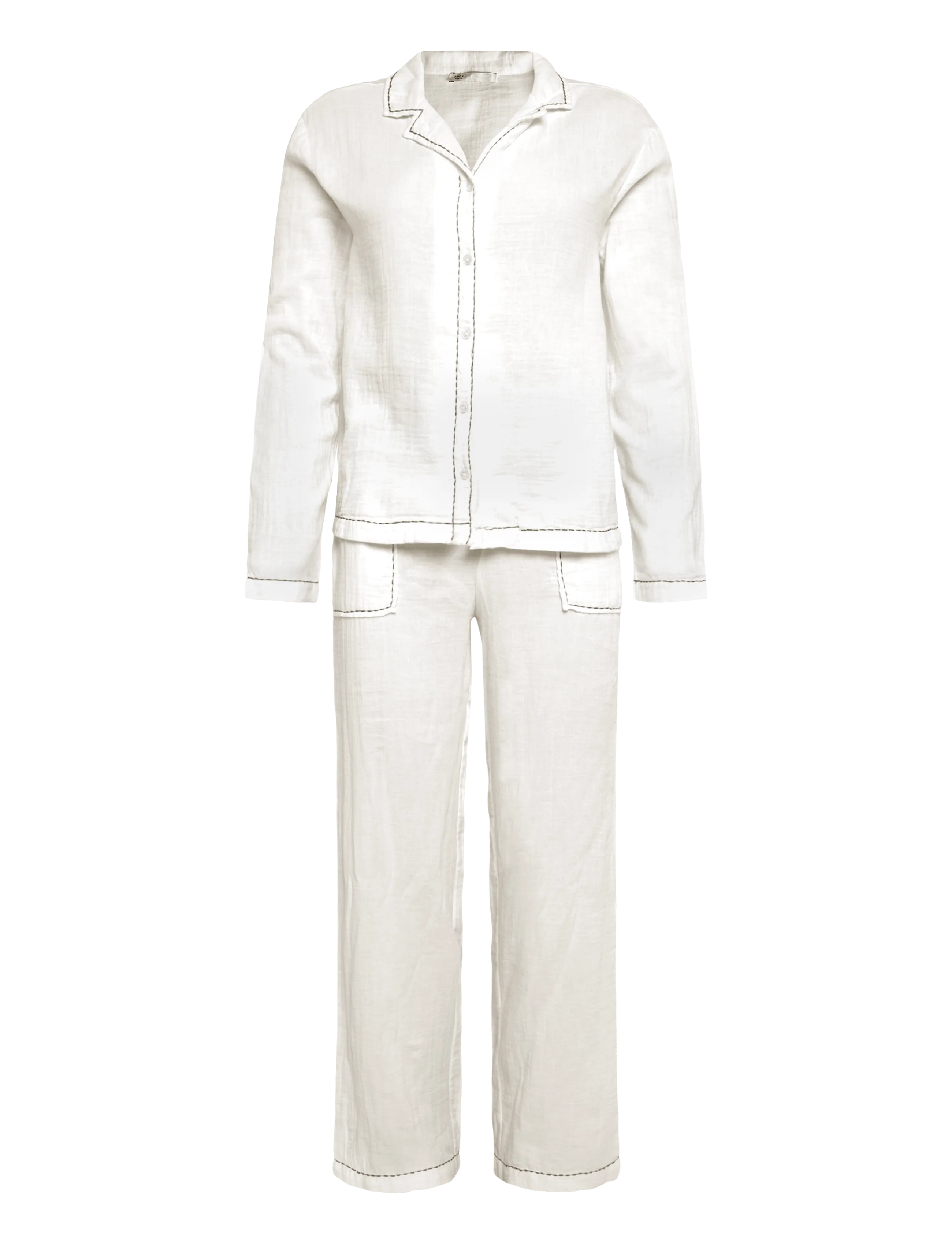 Mango Teen Two-piece topstitched pyjamas - Sovplagg - NATURAL WHITE / white