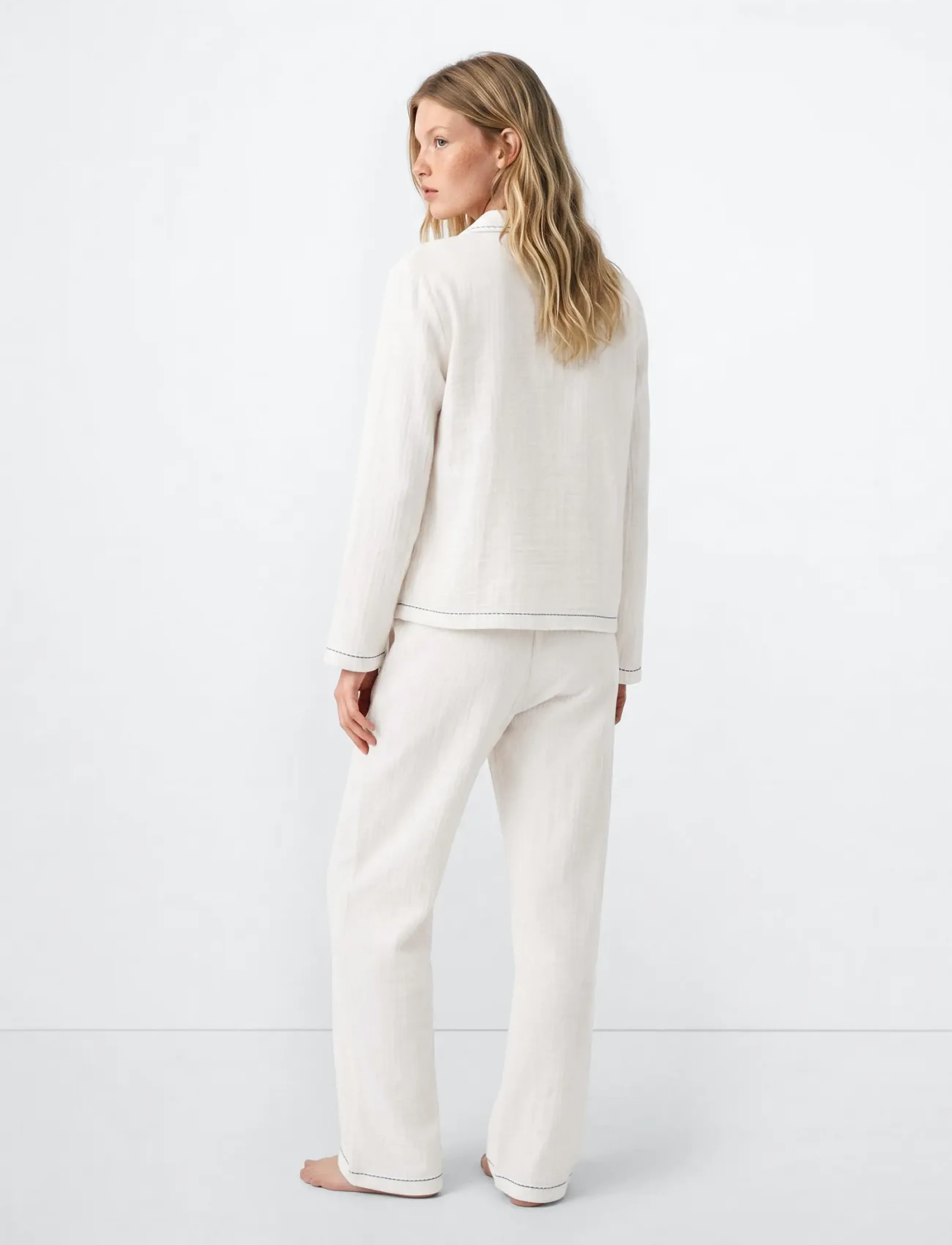 Mango Teen - Two-piece topstitched pyjamas - pyjamassæt - natural white - 5