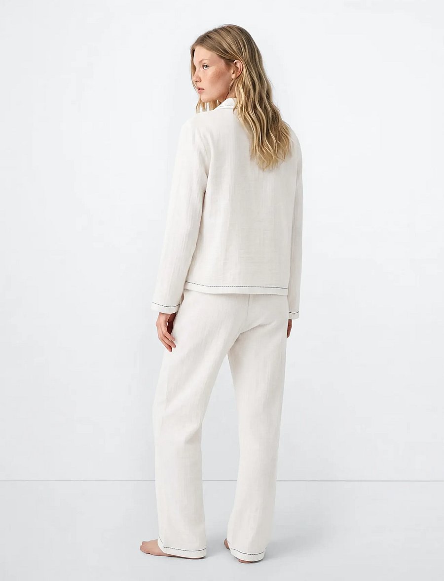 Mango Teen - Two-piece topstitched pyjamas - pyjamassæt - natural white - 5