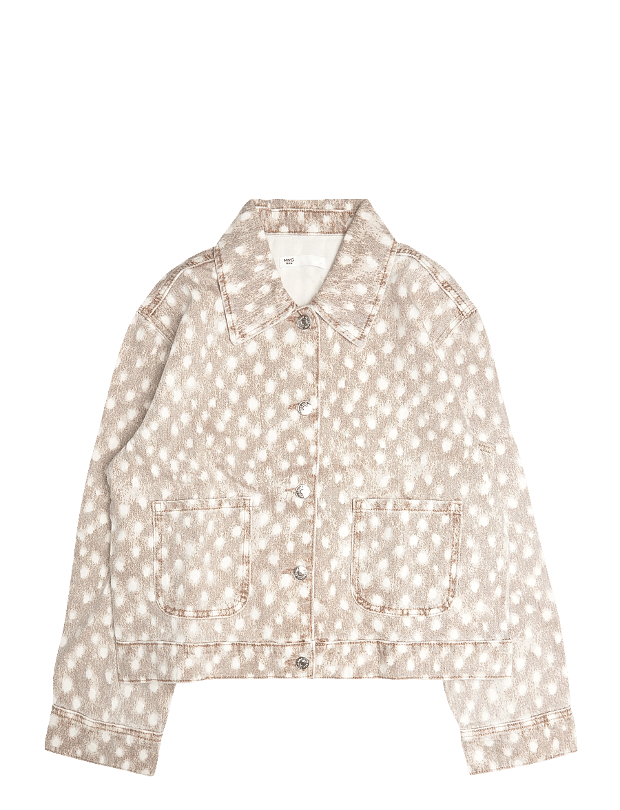 Mango Teen - Animal print denim jacket - denimjakker - brown - 0