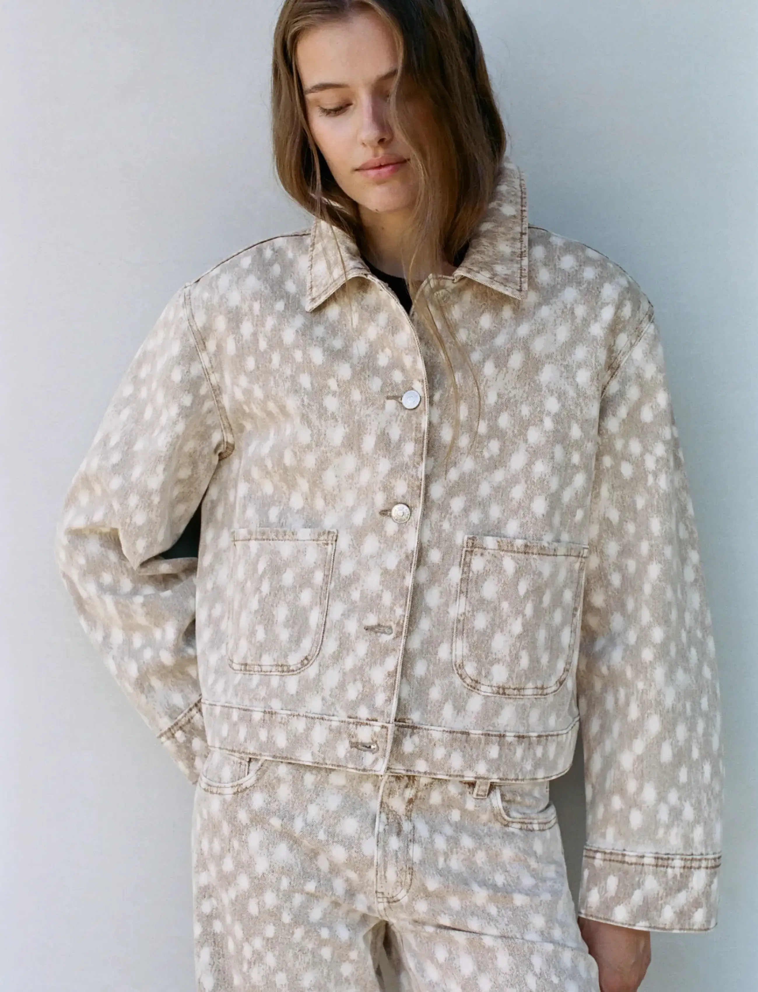 Mango Teen Animal print denim jacket - Ytterkläder - BROWN / brown