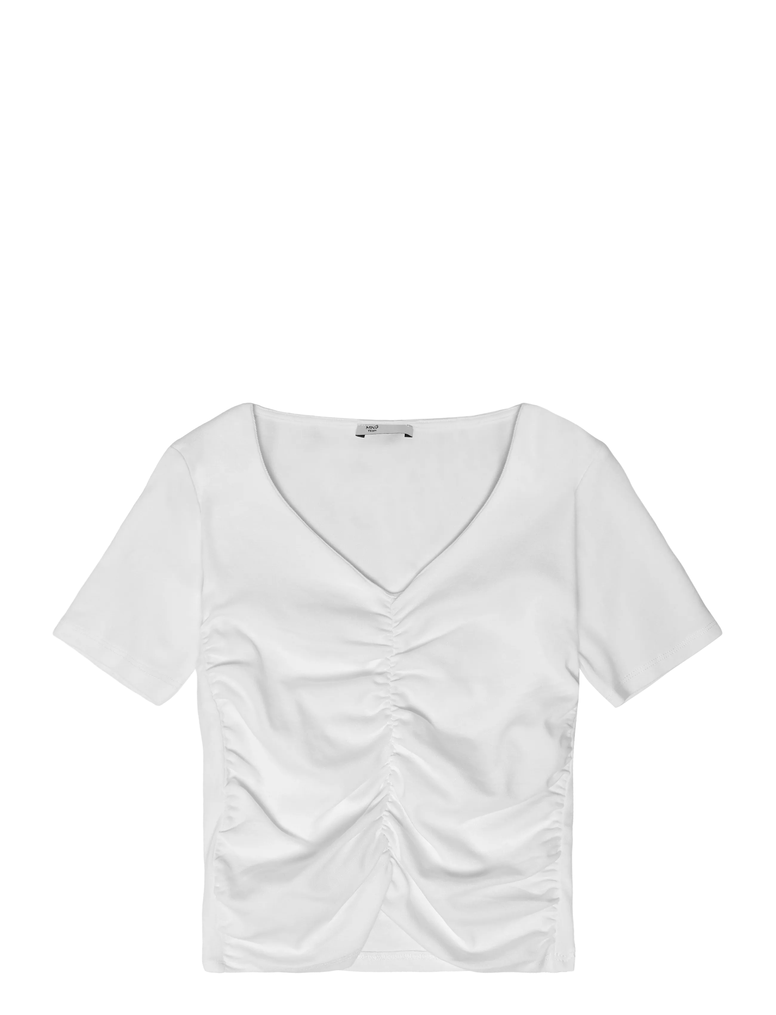 Mango Teen Draped cotton T-shirt - Mango Teen - NATURAL WHITE / white