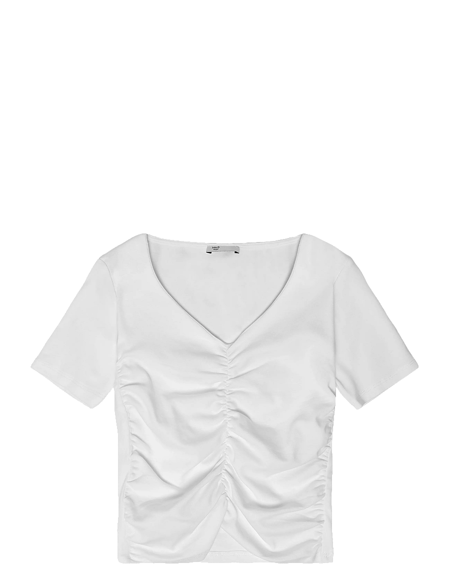 Mango Teen - Draped cotton T-shirt - kortærmede t-shirts - natural white - 0