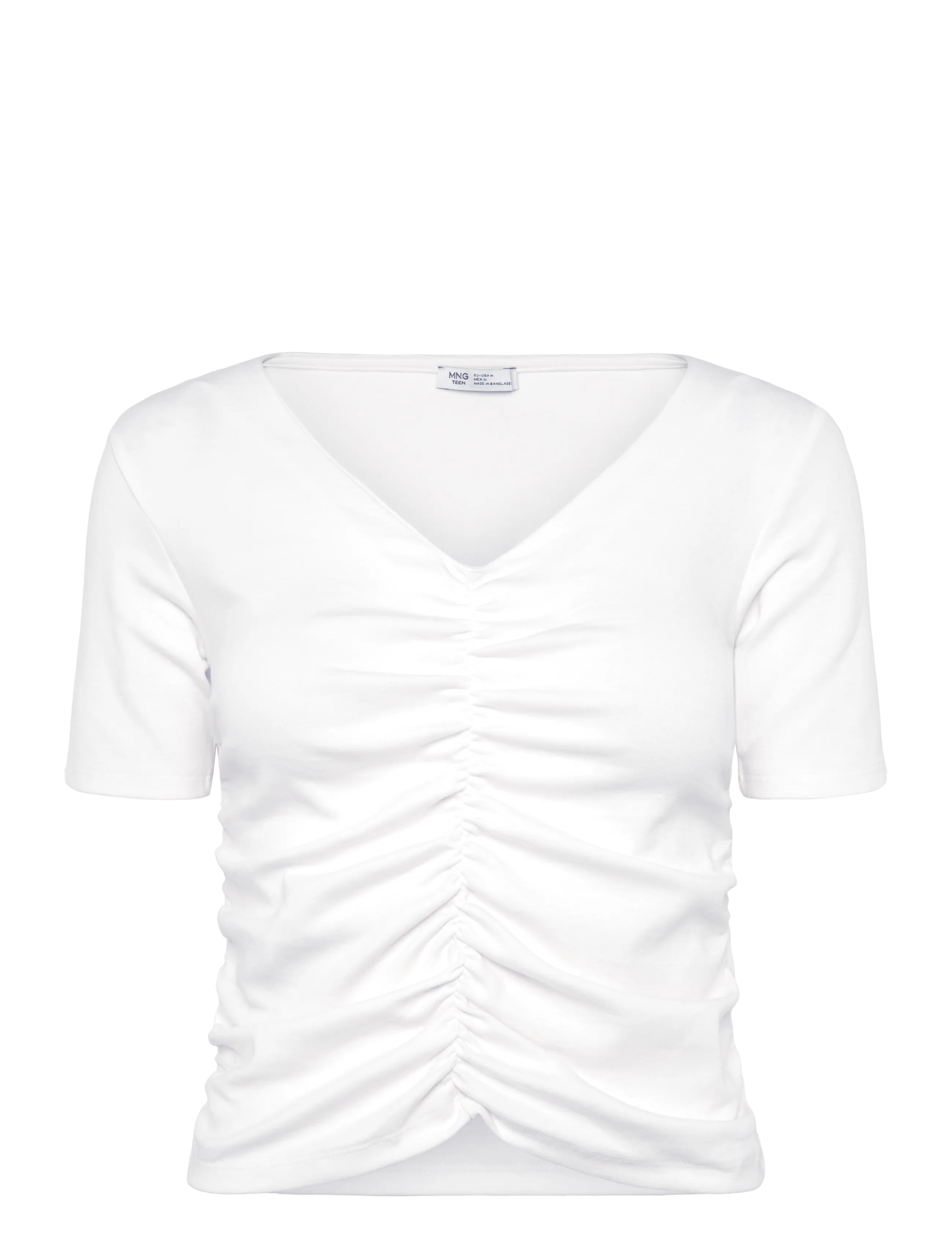 Mango Teen Draped cotton T-shirt - Kurzärmelige - NATURAL WHITE / white