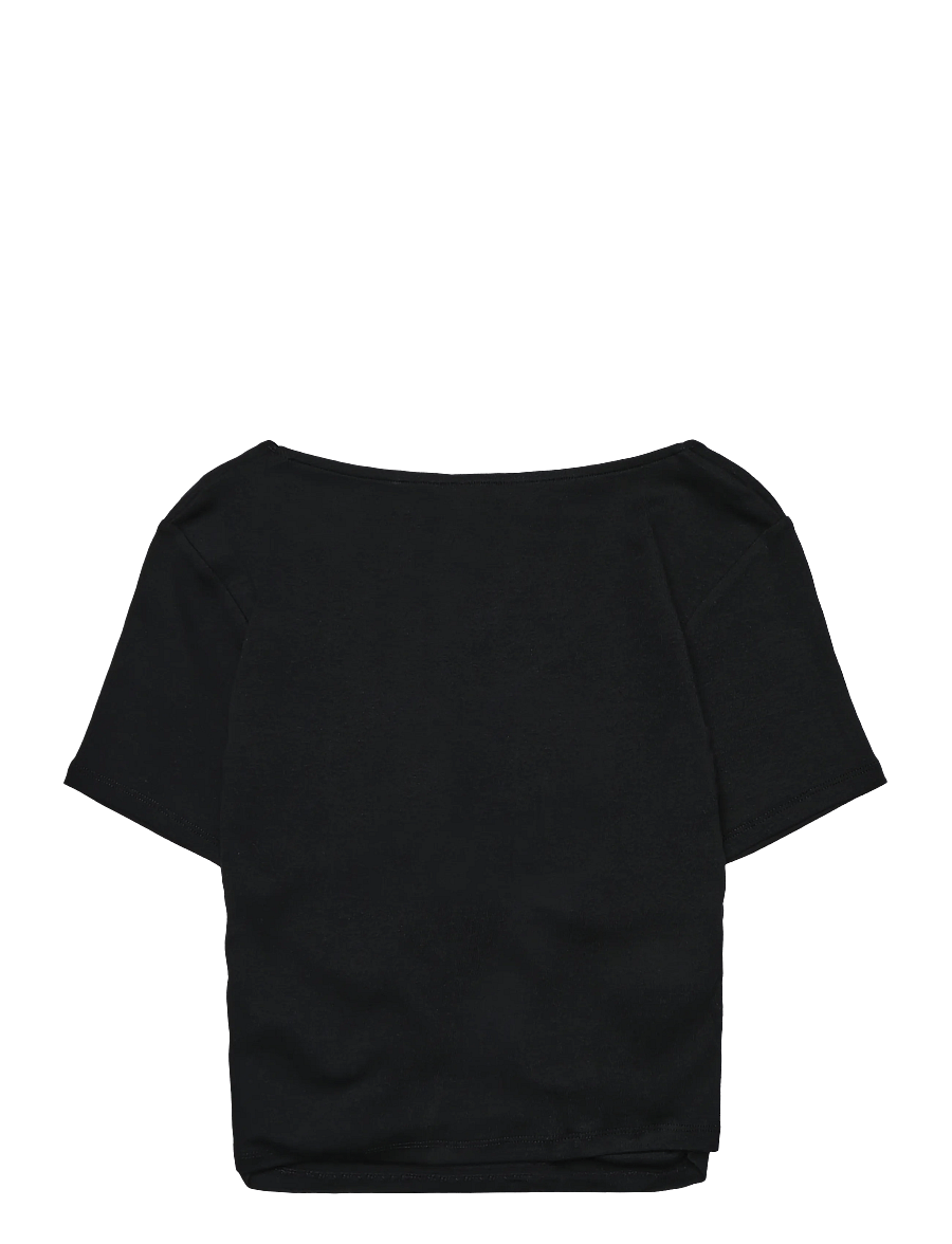 Mango Teen - Draped cotton T-shirt - kortærmede t-shirts - black - 1