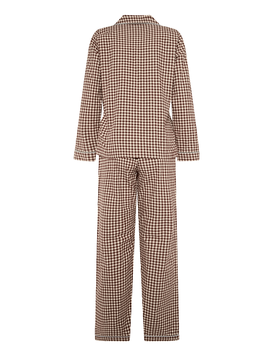 Mango Teen - Gingham-check cotton pyjamas - pyjamassæt - brown - 2