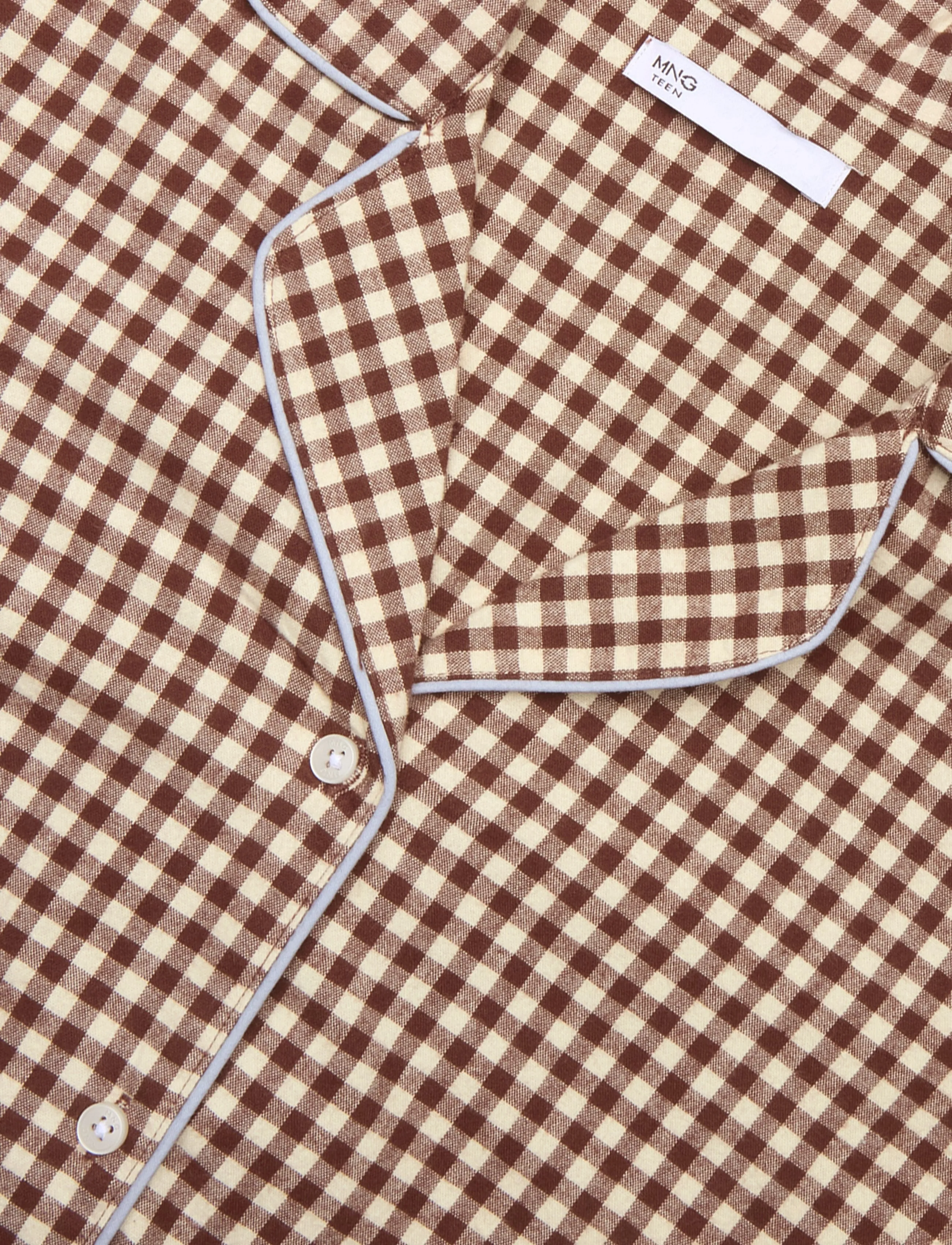 Mango Teen - Gingham-check cotton pyjamas - pyjamassæt - brown - 4