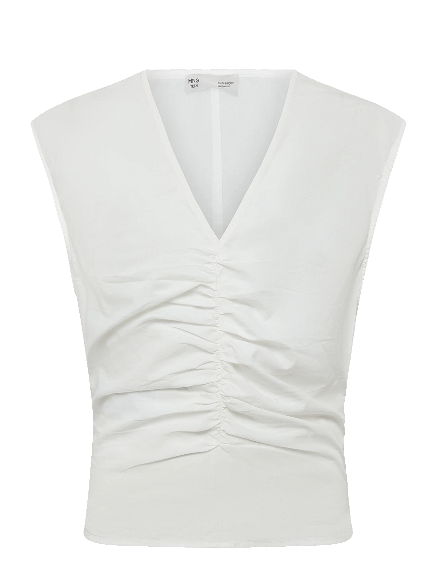 Mango Teen - Gathered 100% cotton top - Ærmeløs undertrøje - natural white - 1