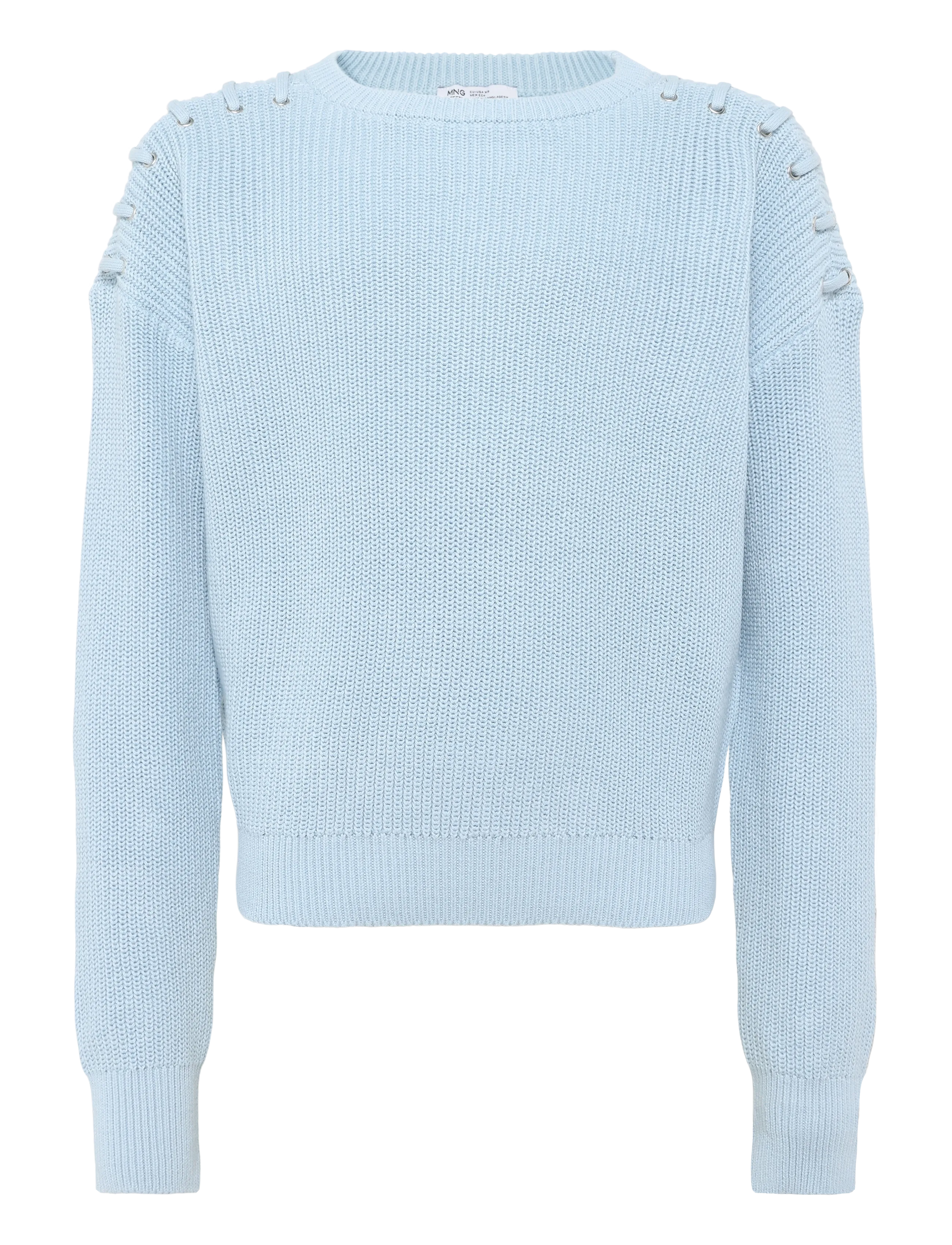 Mango Teen Cotton jersey with eyelet detail - Mango Teen - LT-PASTEL BLUE / blue
