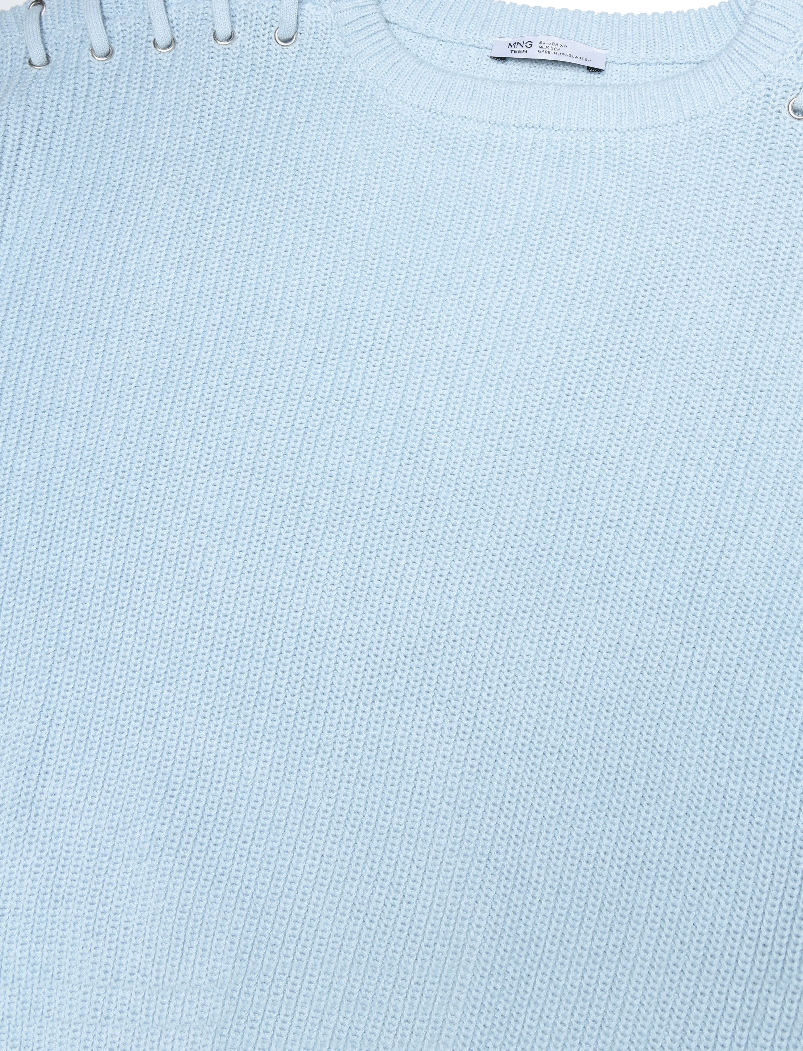 Mango Teen - Cotton jersey with eyelet detail - stickade tröjor - lt-pastel blue - 4