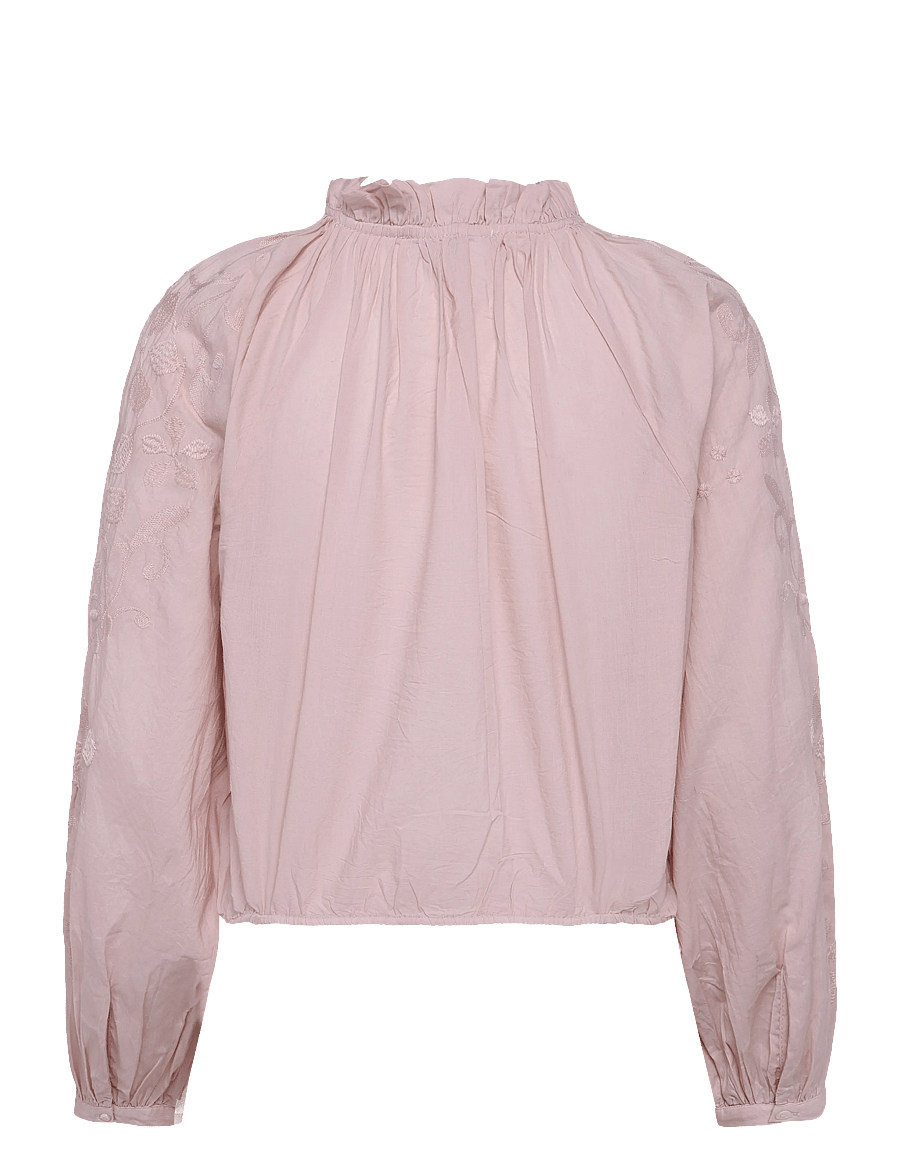 Mango Teen - Puff-sleeve blouse with embroidery - blusar & tunikor - lt-pastel pink - 1