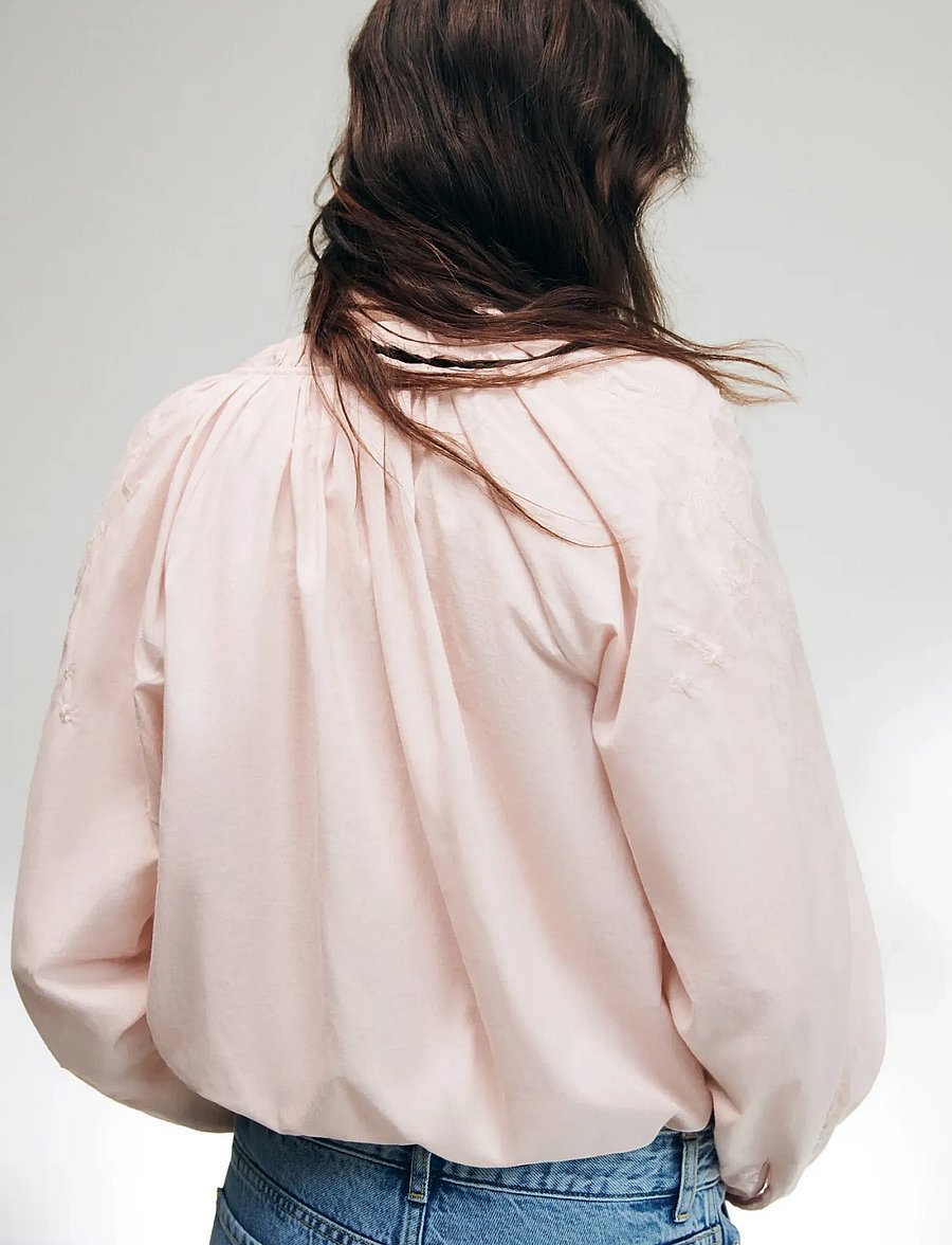 Mango Teen - Puff-sleeve blouse with embroidery - bluser & tunikaer - lt-pastel pink - 3