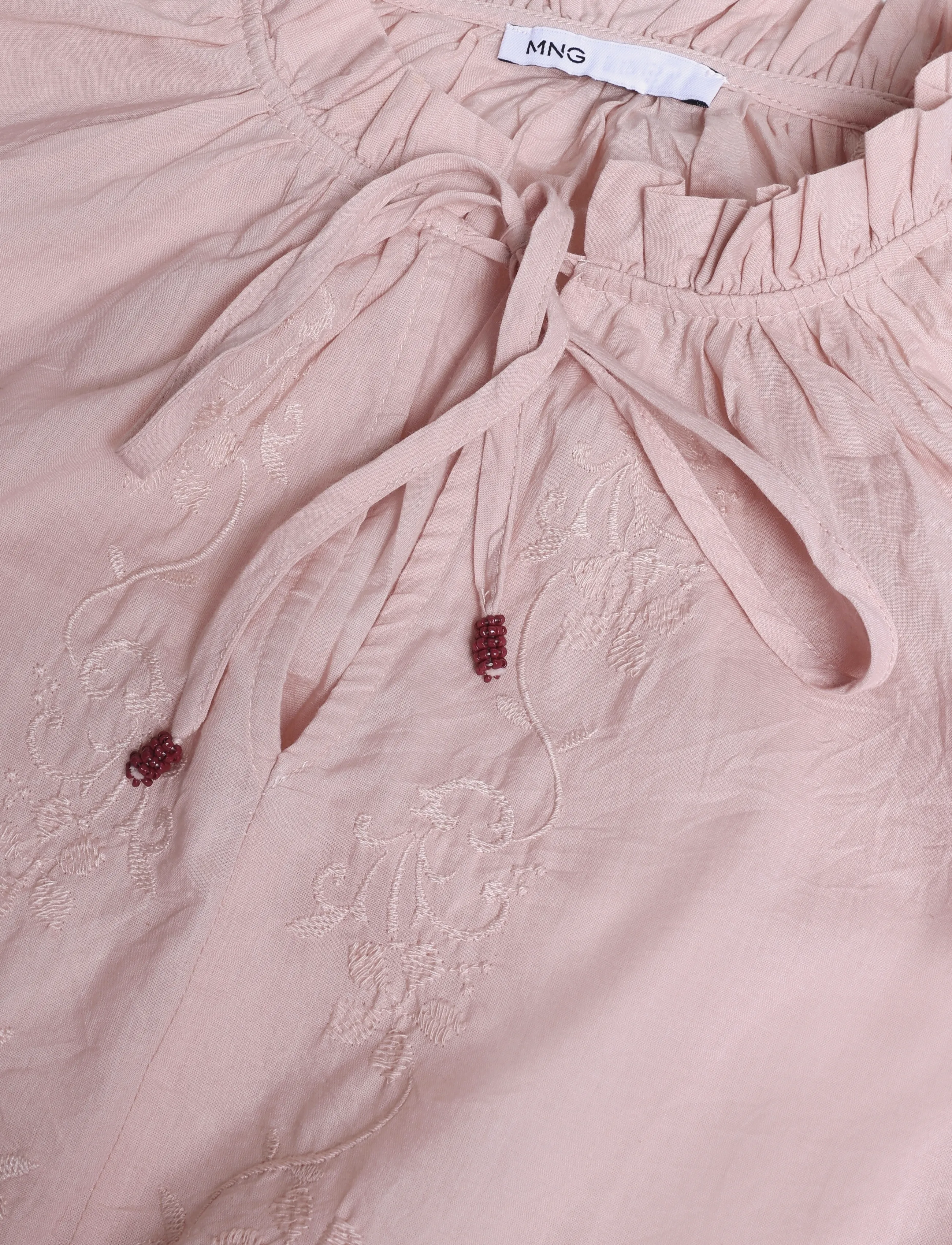Mango Teen - Puff-sleeve blouse with embroidery - blusar & tunikor - lt-pastel pink - 2