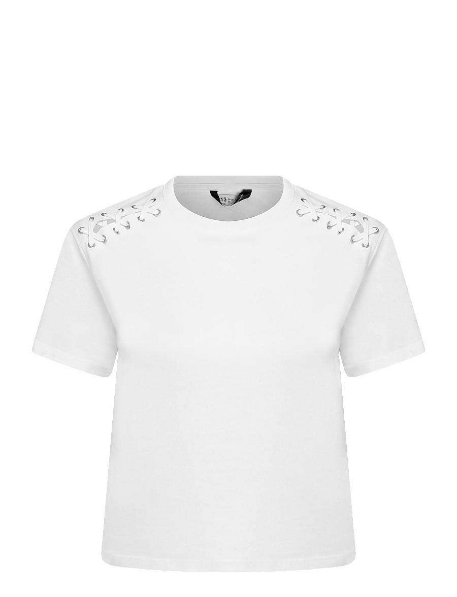 Mango Teen - Fitted T-shirt with crisscross lacing - kortärmade t-shirts - natural white - 1