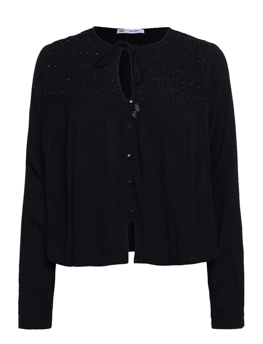 Mango Teen - Fluid blouse with metallic details - blusar & tunikor - black - 0