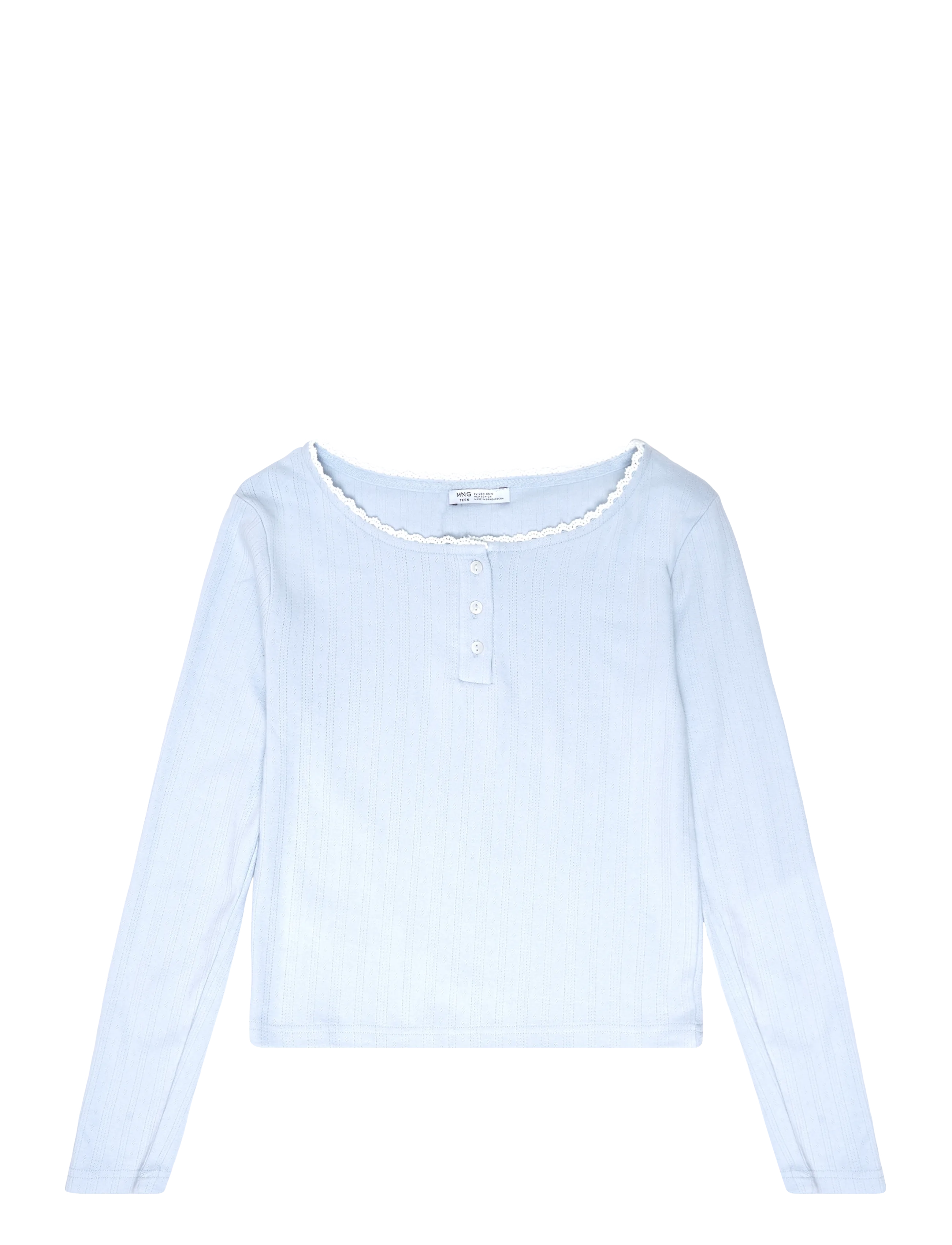 Mango Teen Complete cotton pyjamas with piping - Tøj - TURQUOISE - AQUA / blue