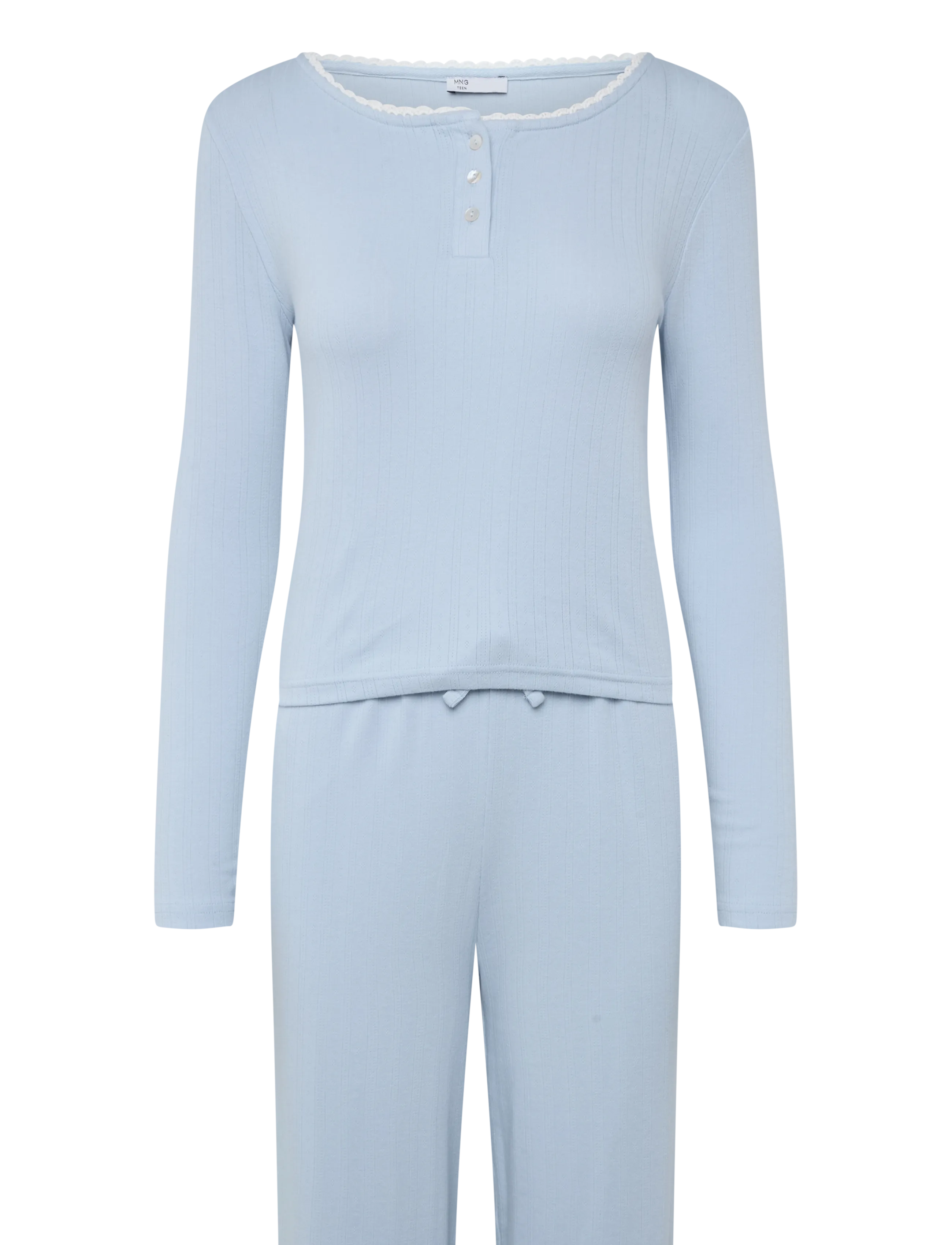 Mango Teen Complete cotton pyjamas with piping - Sovplagg - TURQUOISE - AQUA / blue