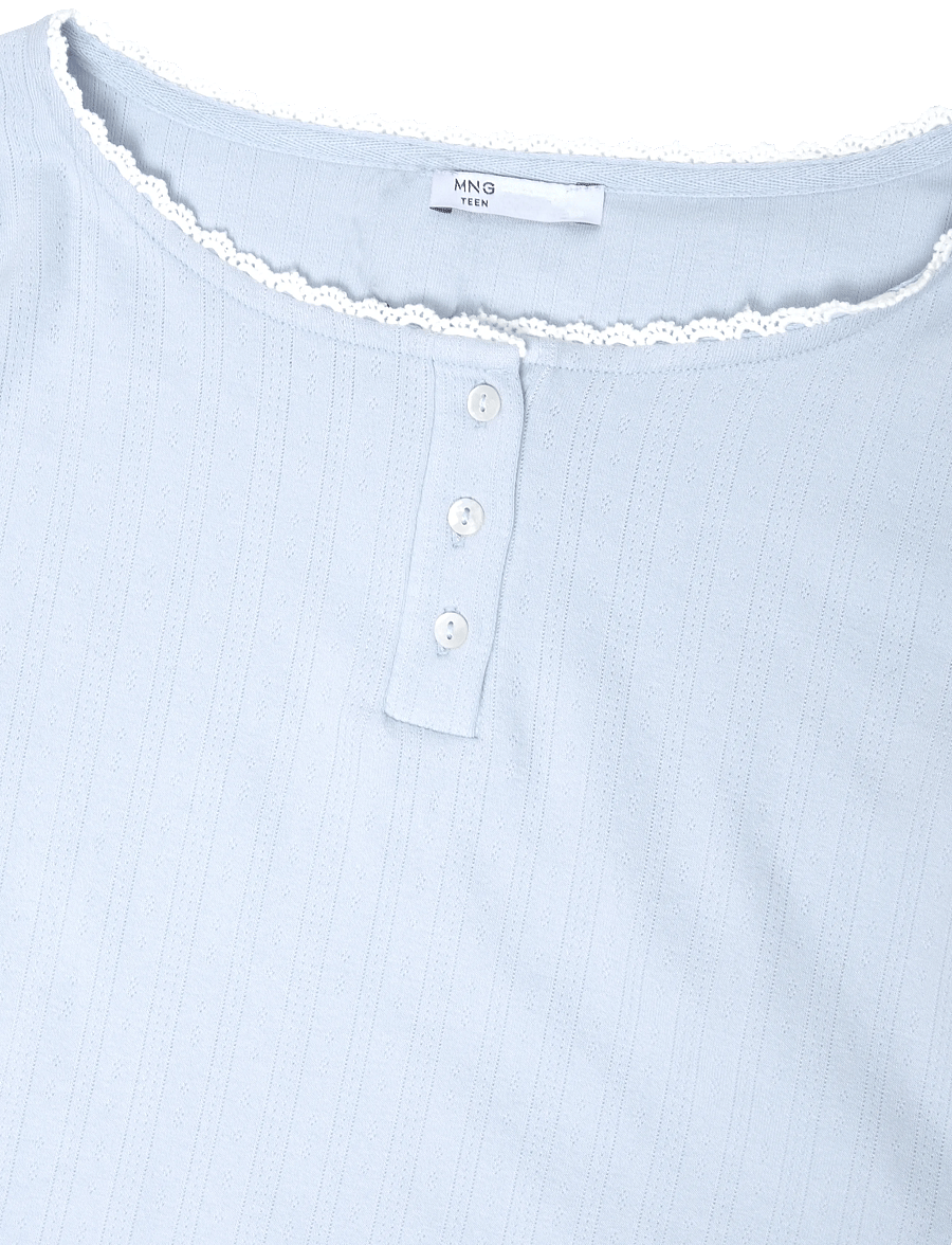 Mango Teen - Complete cotton pyjamas with piping - pyjamassæt - turquoise - aqua - 2