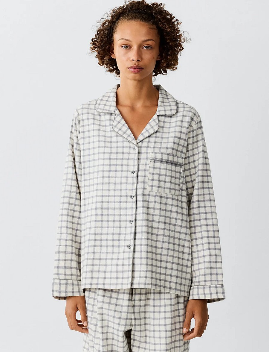 Mango Teen - Cotton checked pyjamas with piping detail - pyjamassæt - natural white - 0