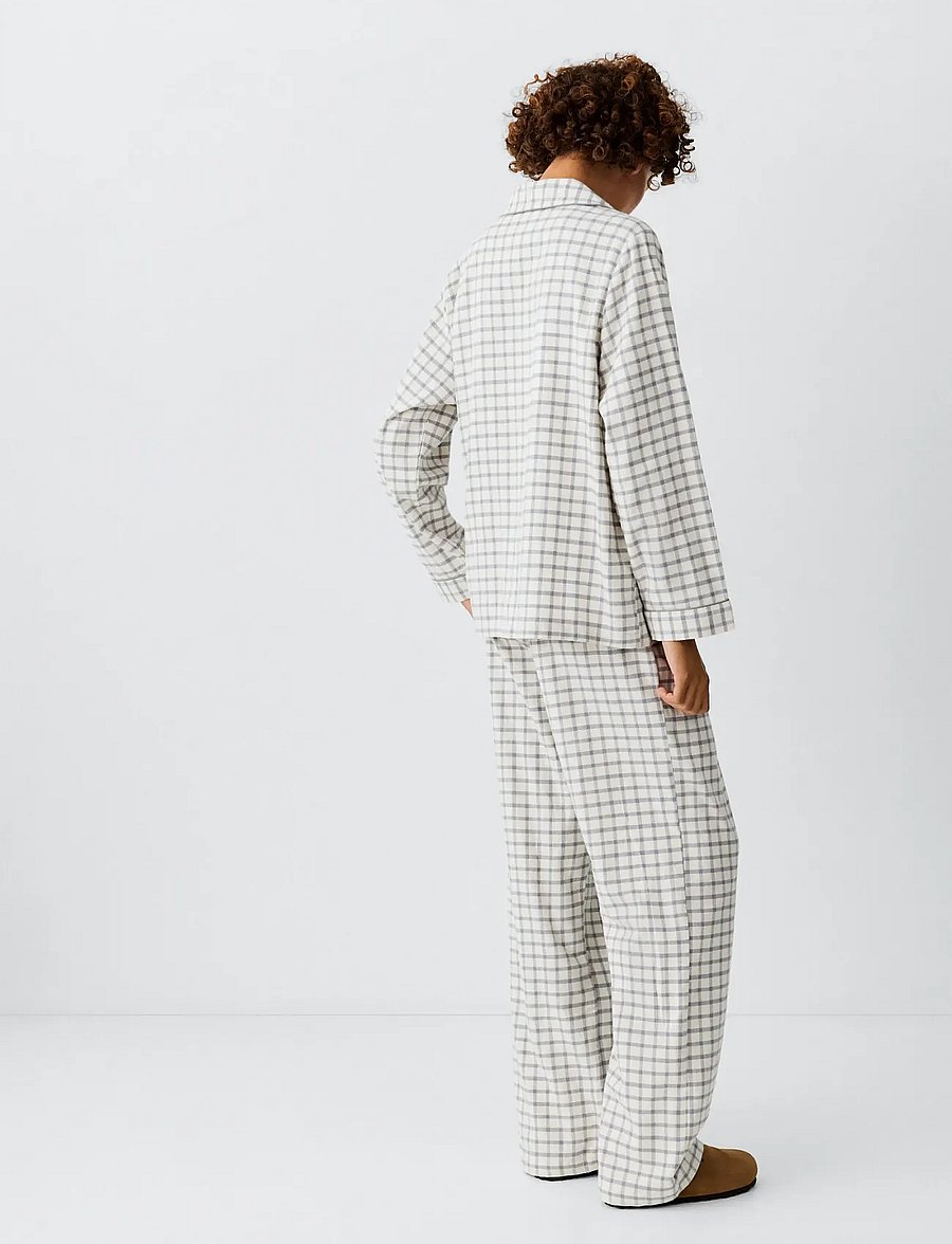 Mango Teen - Cotton checked pyjamas with piping detail - pyjamassæt - natural white - 3