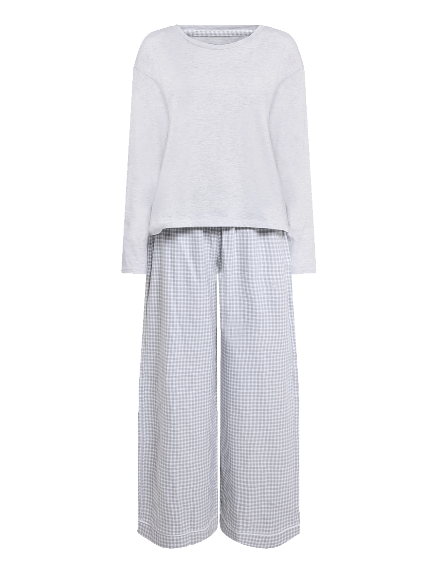 Mango Teen - Full cotton check pyjamas - pyjamassæt - lt pastel grey - 1