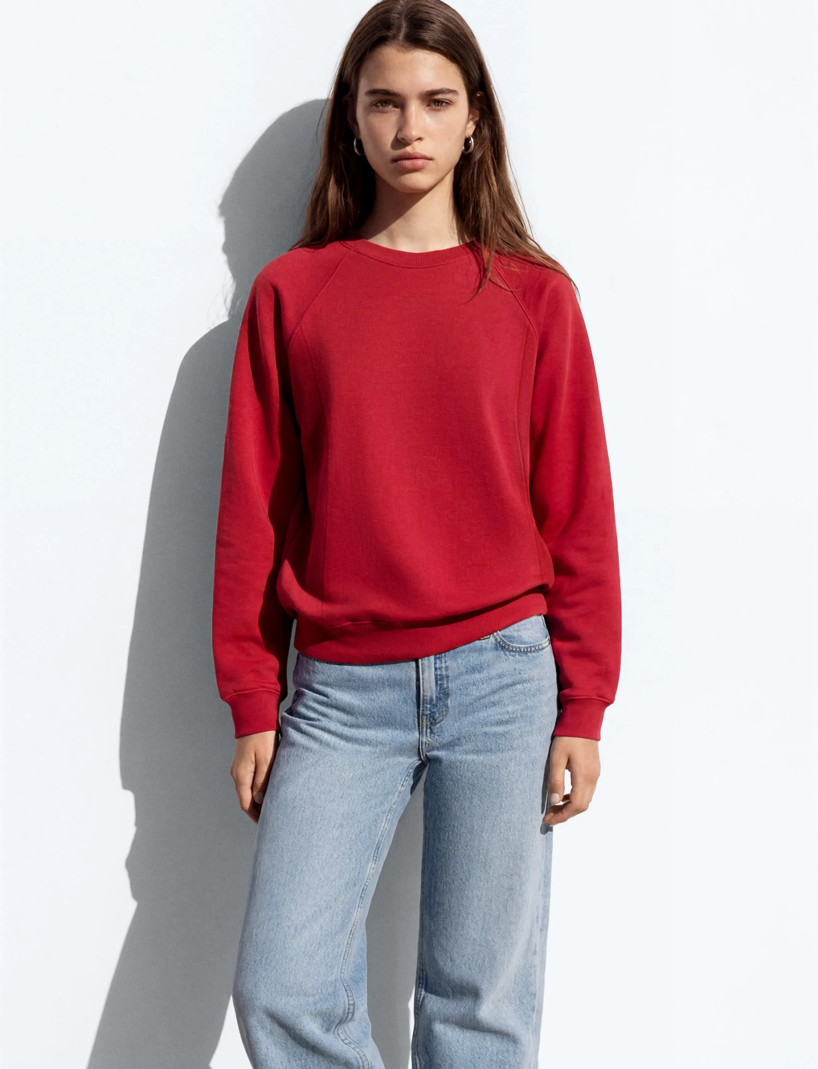 Mango Teen Cotton Sweatshirt With Stitching Detail, XS, Sweatshirts & Hoodies, Rot - Sweatshirts, Kinder