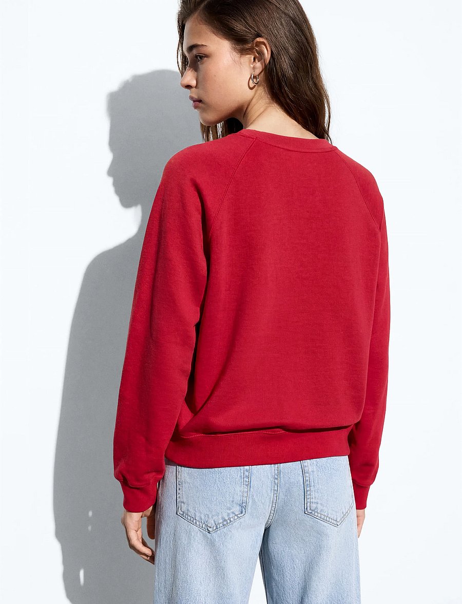Mango Teen - Cotton sweatshirt with stitching detail - sweatshirts - red - 2
