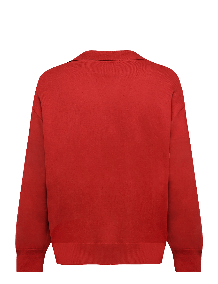 Mango Teen - Fine knit polo collar cardigan - långärmade pikéer - red - 2