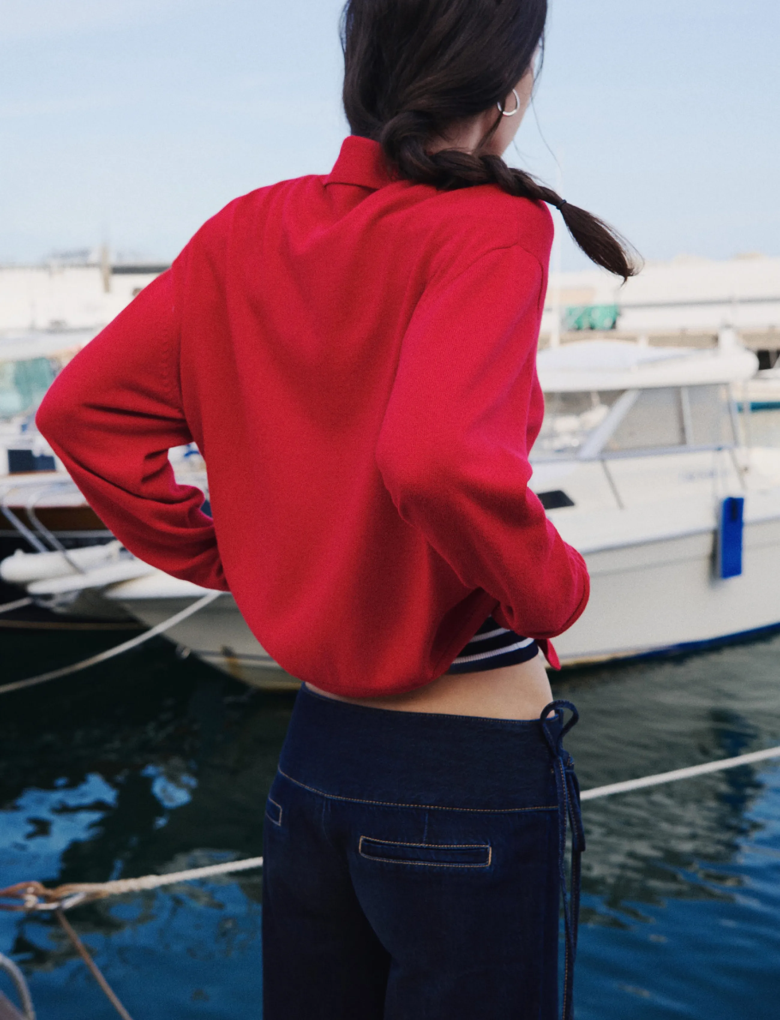 Mango Teen Fine Knit Polo Collar Cardigan, XXS, Red, Strik > Cardigans, Børn