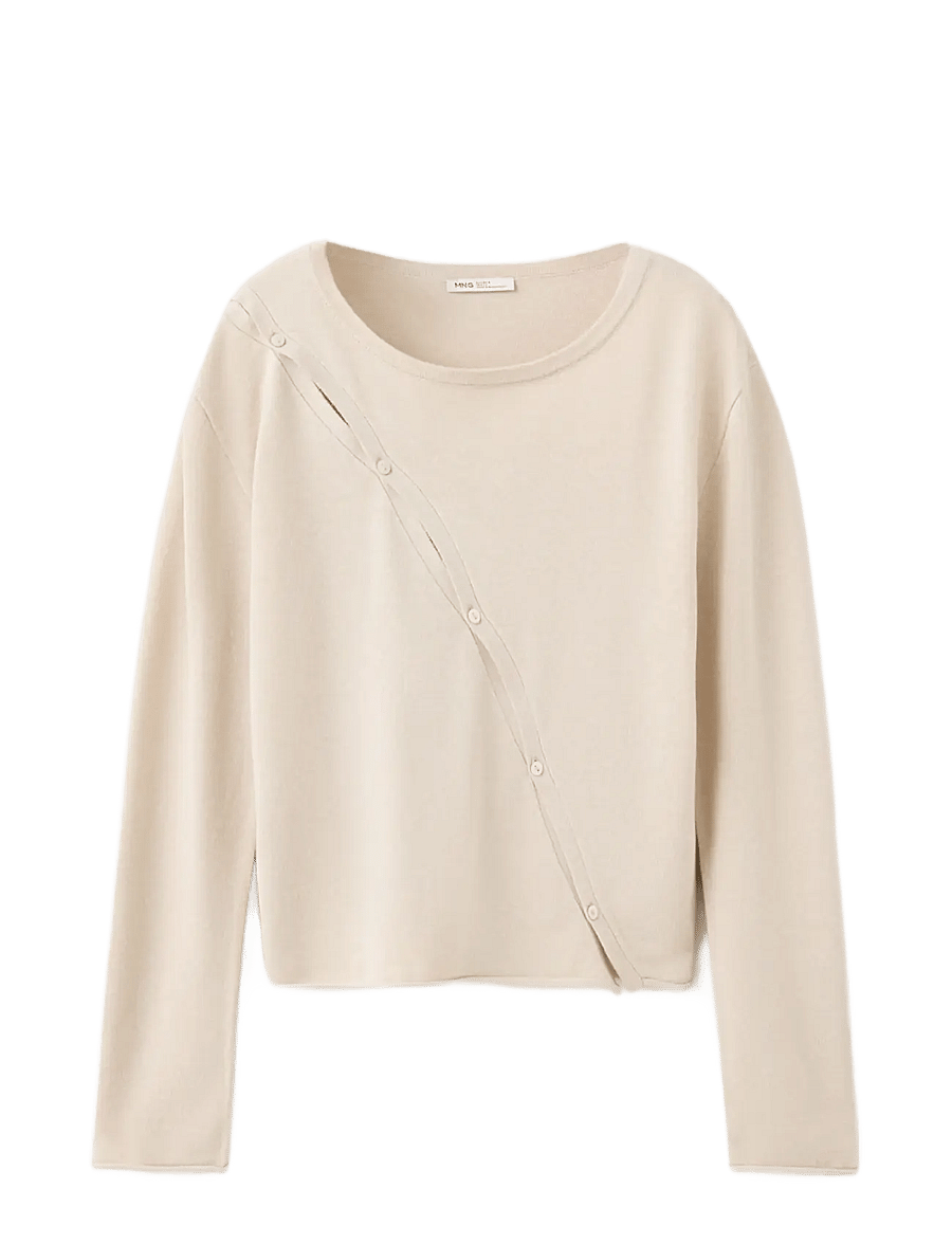 Mango Teen - Knit cardigan with opening detail - koftor - lt pastel brown - 1