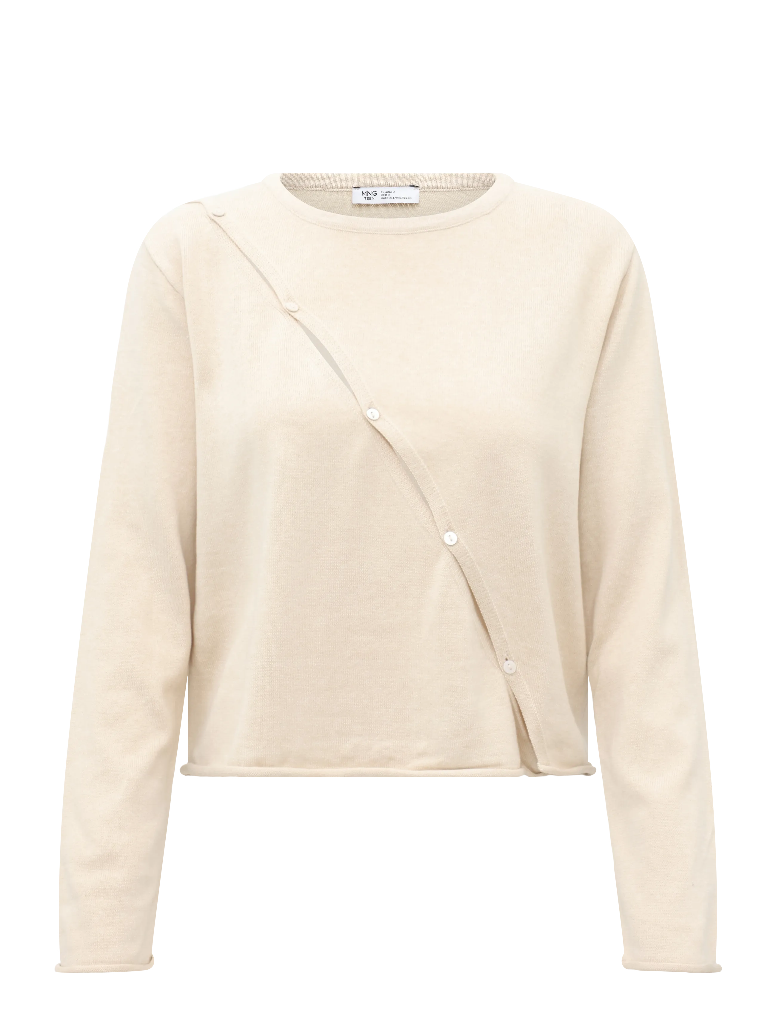 Mango Teen Knit cardigan with opening detail - Kläder - LT PASTEL BROWN / beige