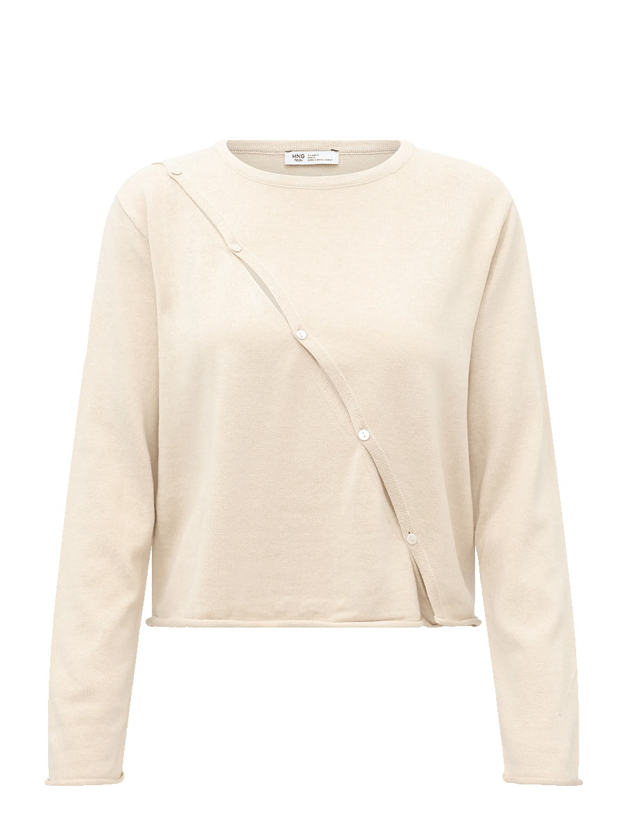 Mango Teen - Knit cardigan with opening detail - cardigans - lt pastel brown - 1