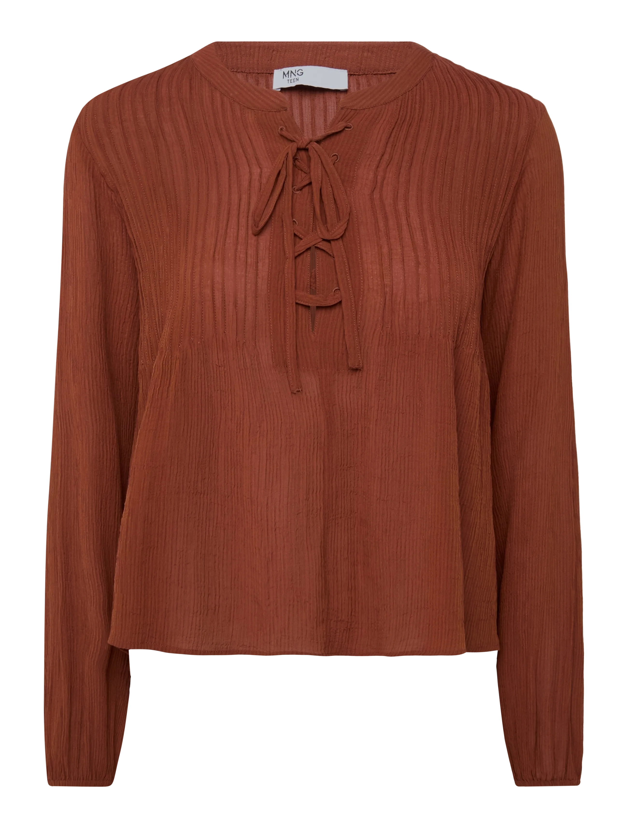 Mango Teen Chiffon blouse with tie details - Barn - MEDIUM ORANGE / orange