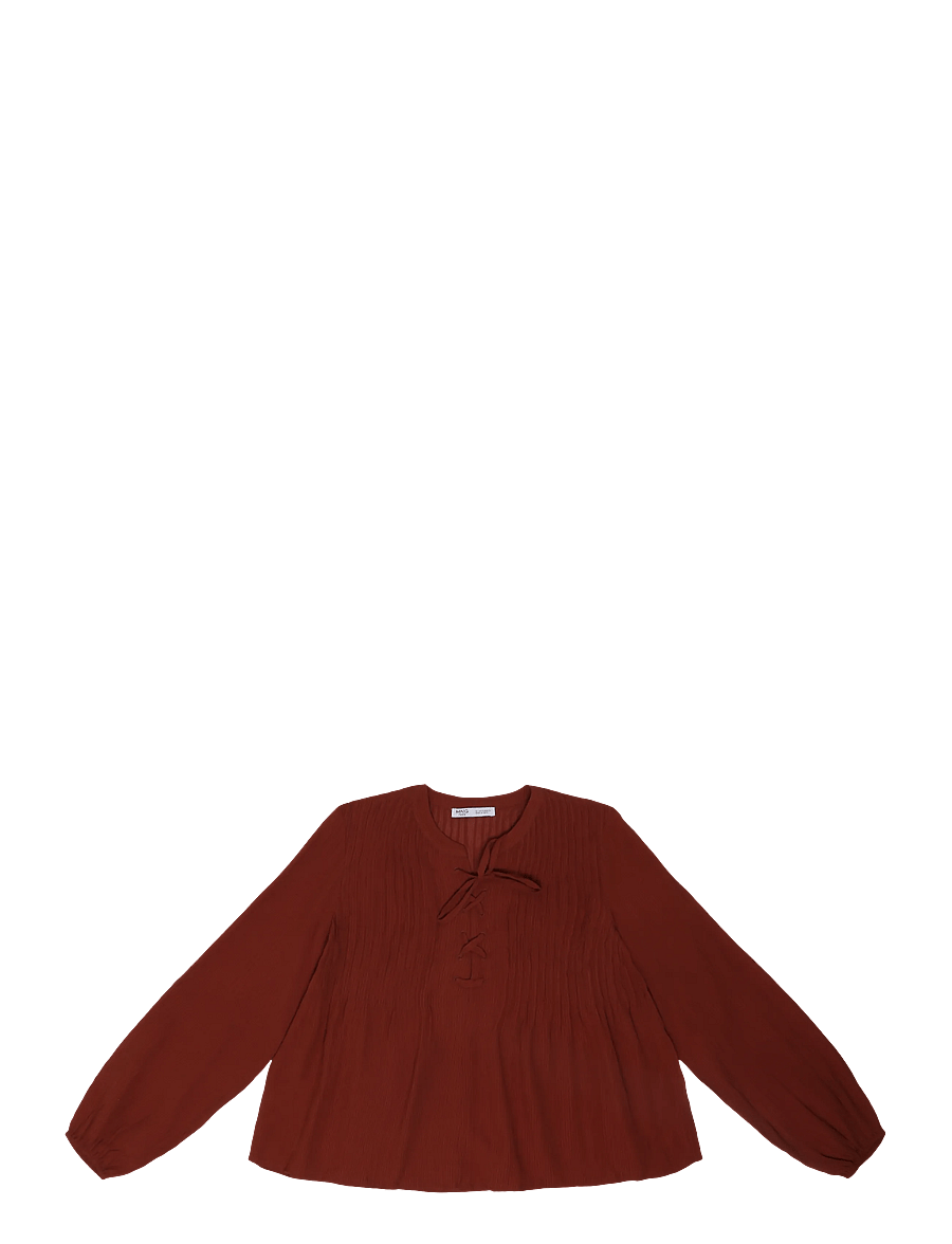 Mango Teen - Chiffon blouse with tie details - blusar & tunikor - medium orange - 0