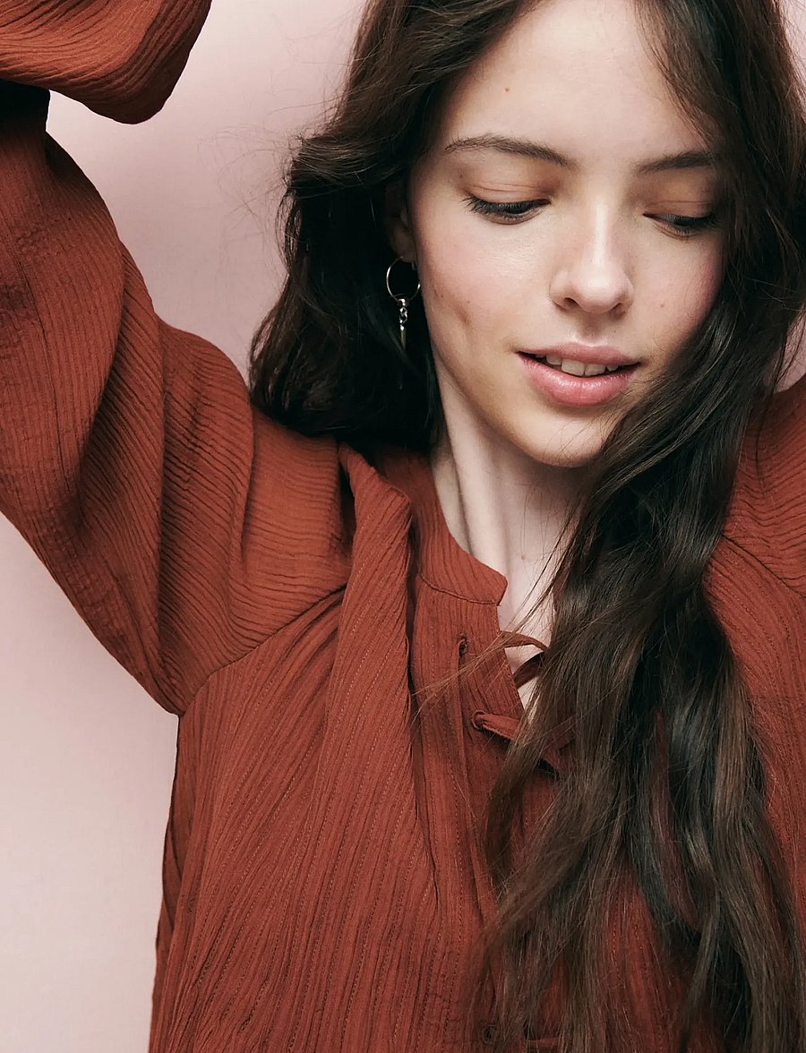 Mango Teen - Chiffon blouse with tie details - bluser & tunikaer - medium orange - 0