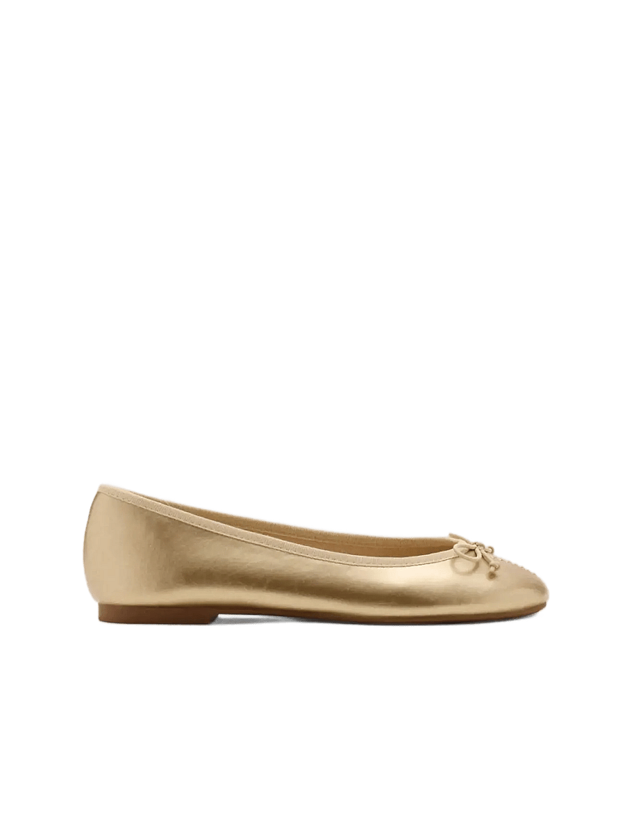 Mango Teen - Metallic ballet flats with bow - ballerinaer & slip ons - gold - 0
