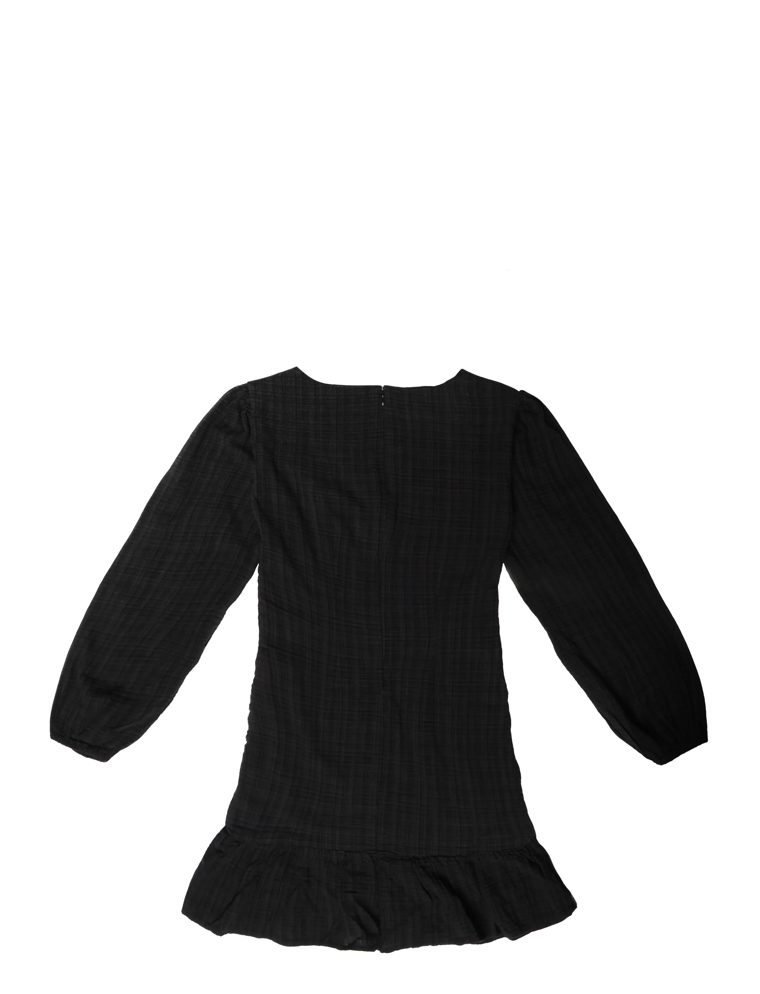 Mango Teen - Short textured V-neck dress - långärmade vardagsklänningar - black - 1