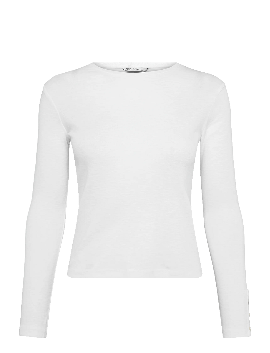 Mango Teen - Long-sleeved T-shirt with decorative buttons - långärmade t-shirts - natural white - 1