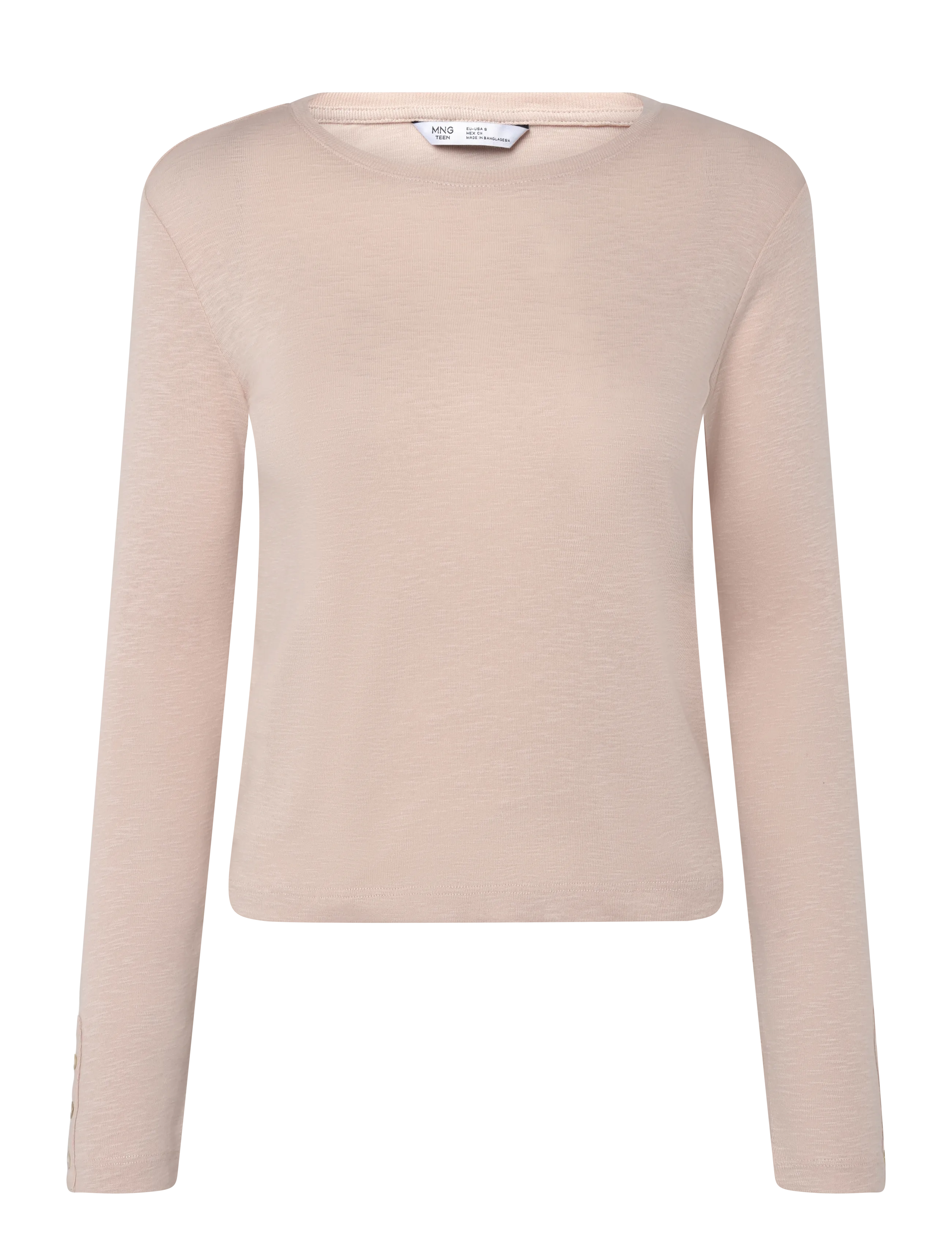 Mango Teen Long-sleeved T-shirt with decorative buttons - Langærmede T-shirts - LT PASTEL BROWN / beige