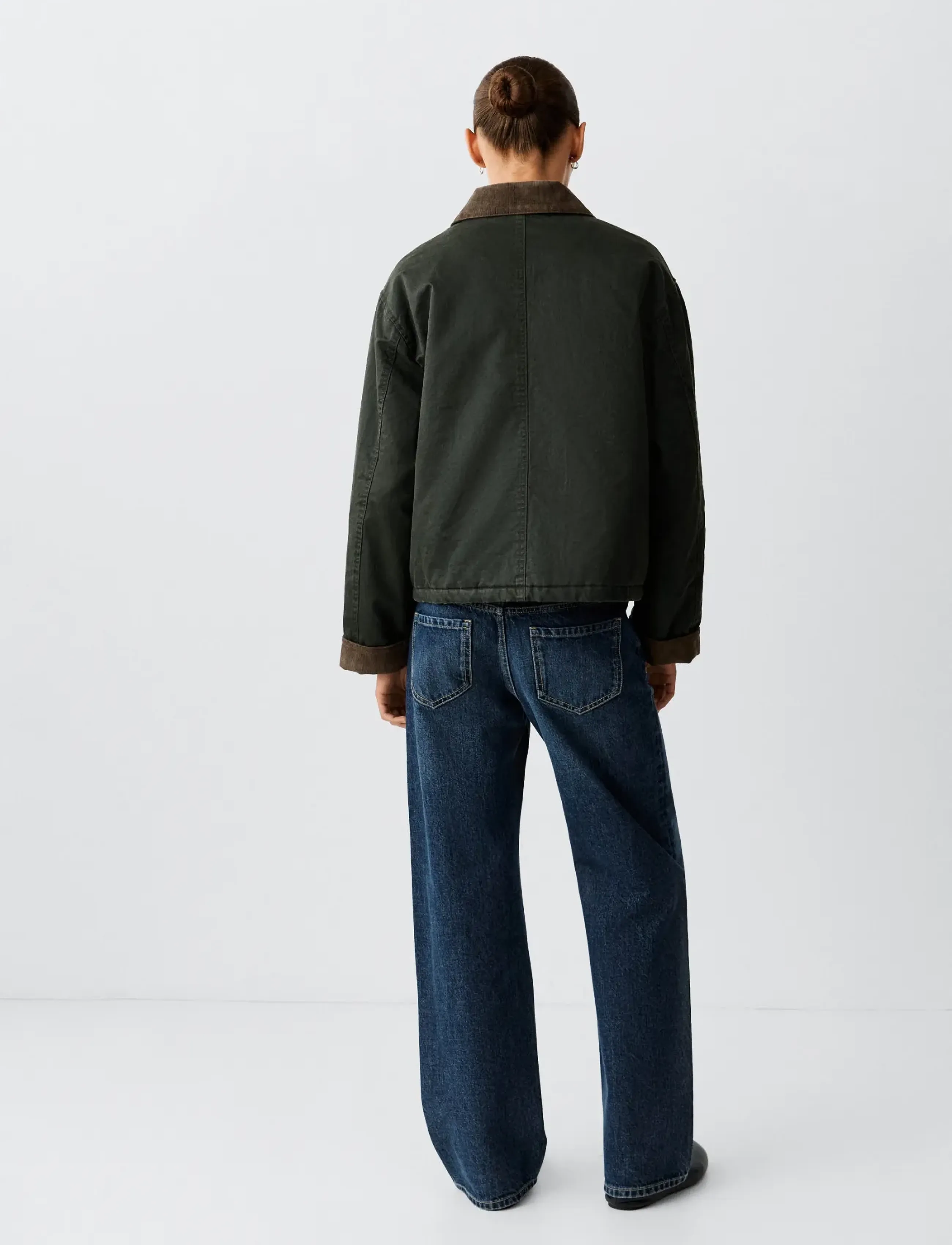 Mango Teen - Cotton parka with corduroy collar - parkas - medium green - 2