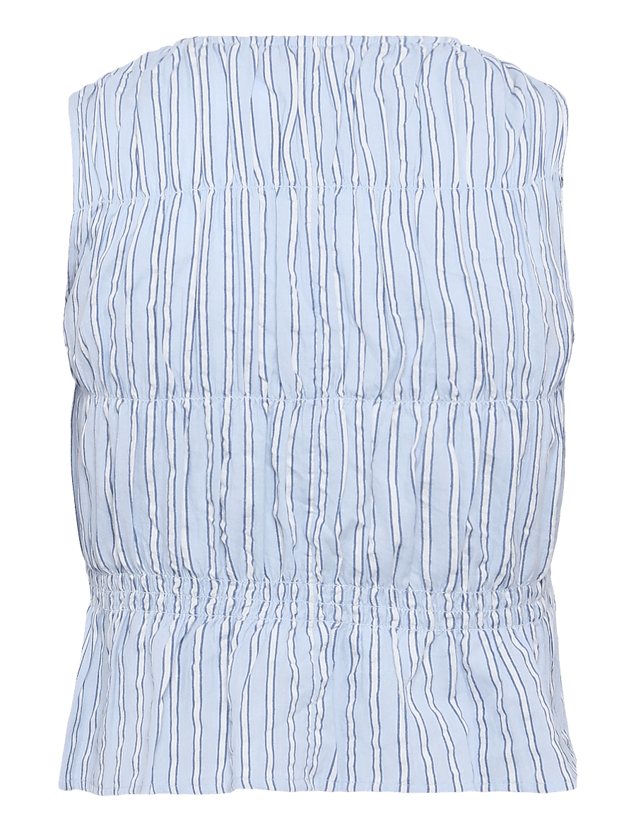 Mango Teen - Gathered 100% cotton striped top - Ærmeløs undertrøje - lt-pastel blue - 2