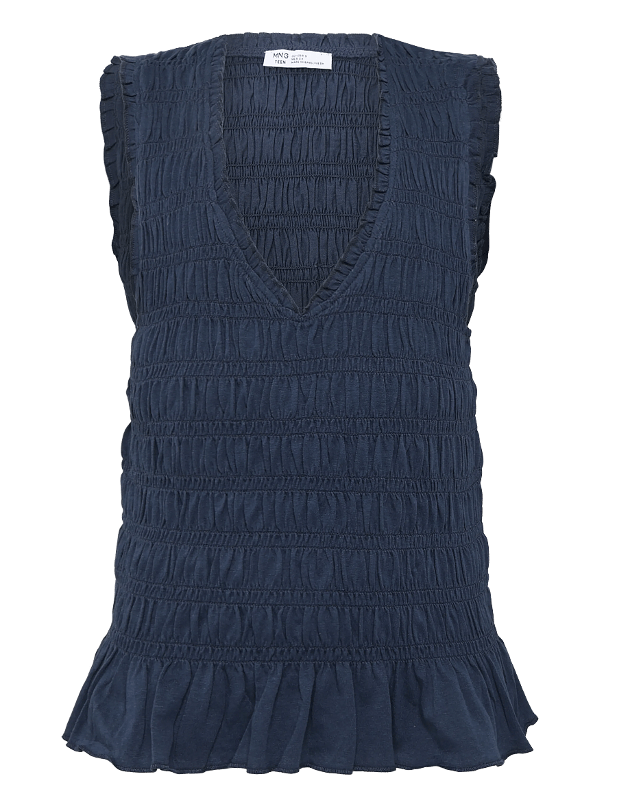 Mango Teen - Ruched cotton top - Ærmeløs undertrøje - navy - 1