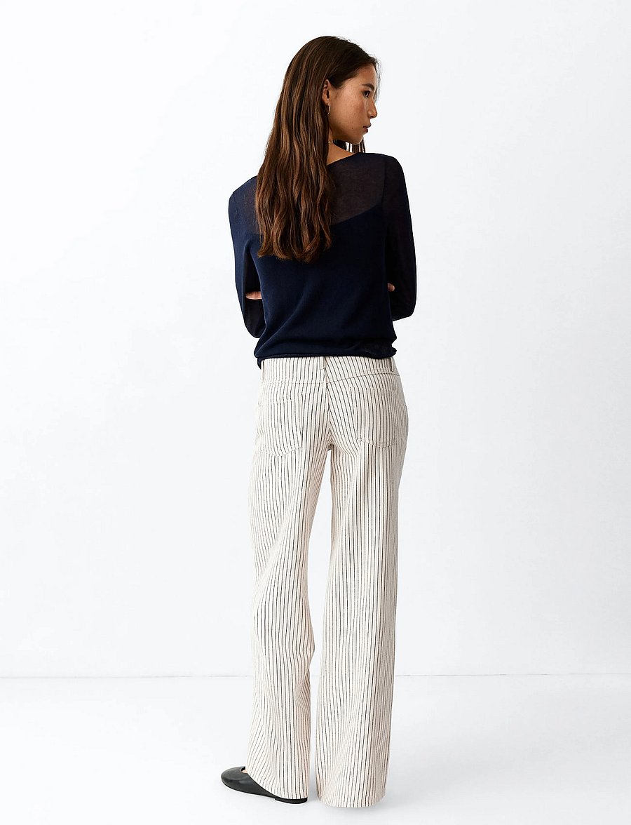 Mango Teen - Wide leg striped jeans - vida jeans - light beige - 2