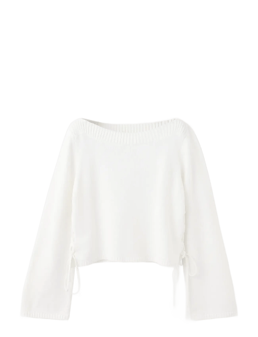 Mango Teen - Knitted sweater with tie slits - trøjer - natural white - 1