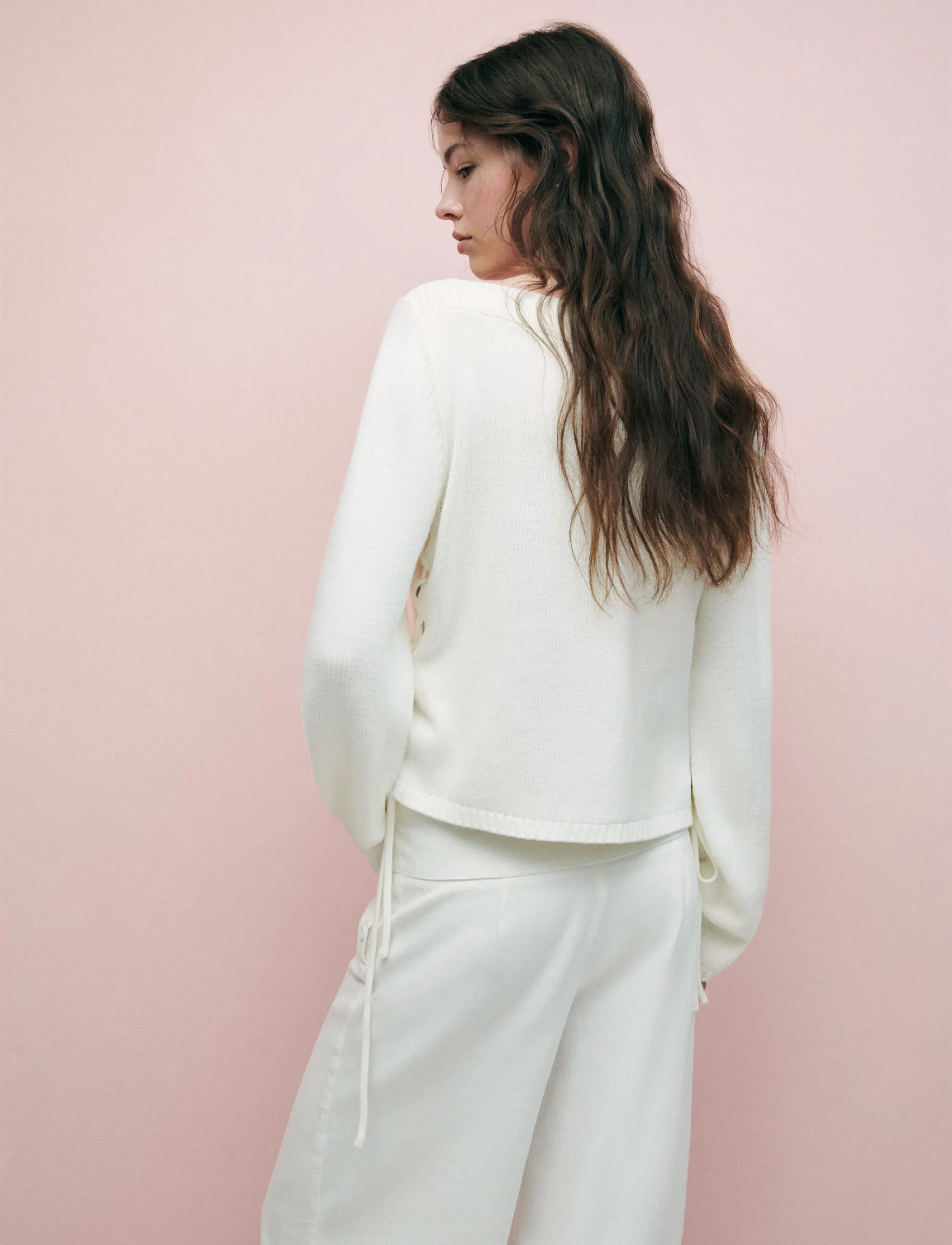 Mango Teen - Knitted sweater with tie slits - trøjer - natural white - 2