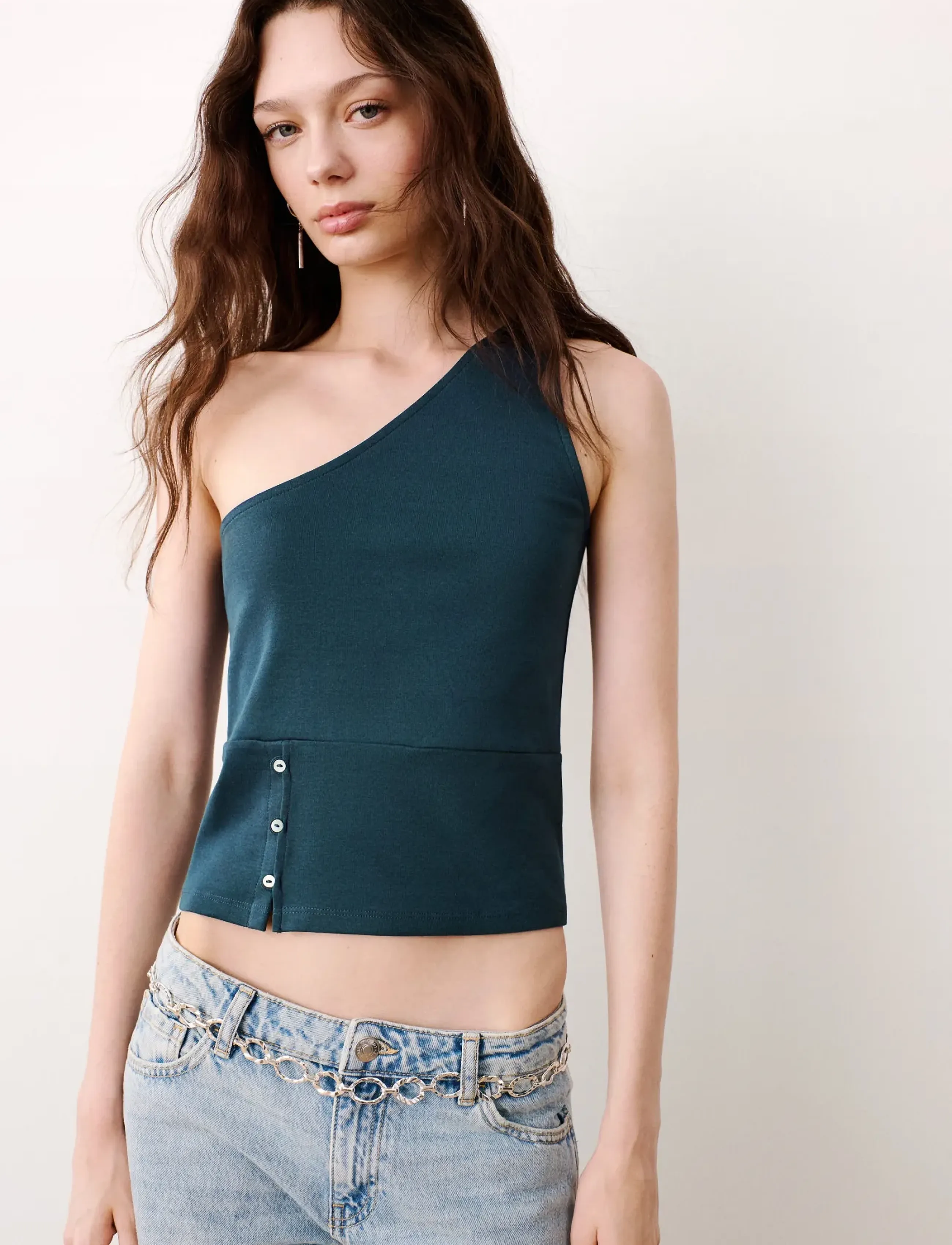 Mango Teen Asymmetric top with buttons - Overdele - NAVY / navy