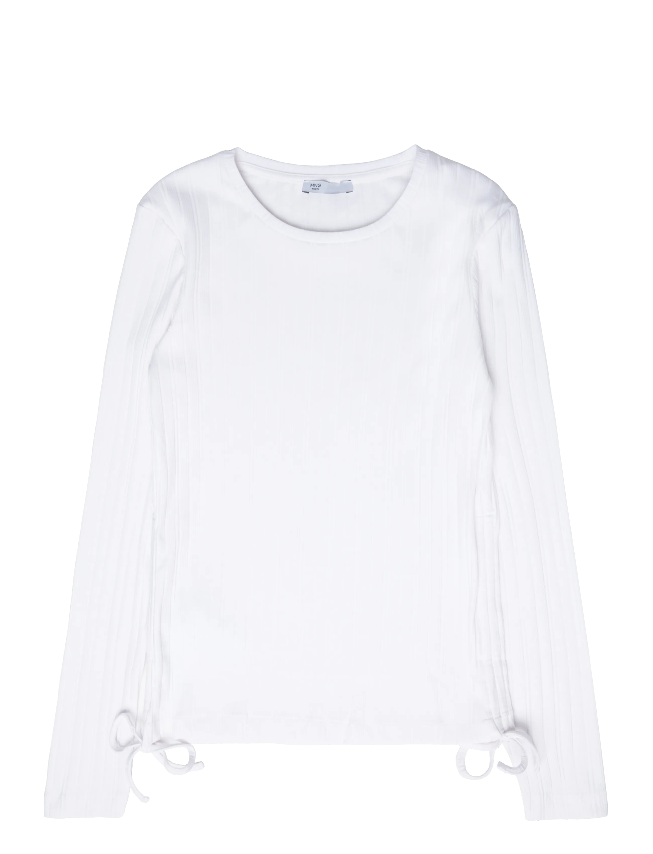 Mango Teen Ribbed T-shirt with ruched detail - Langærmede T-shirts - NATURAL WHITE / white