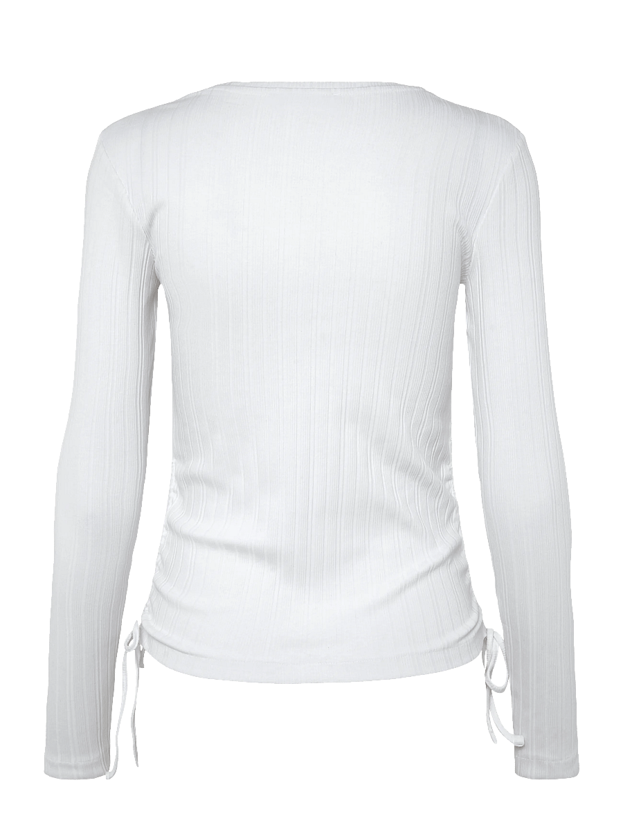Mango Teen - Ribbed T-shirt with ruched detail - langærmede t-shirts - natural white - 2